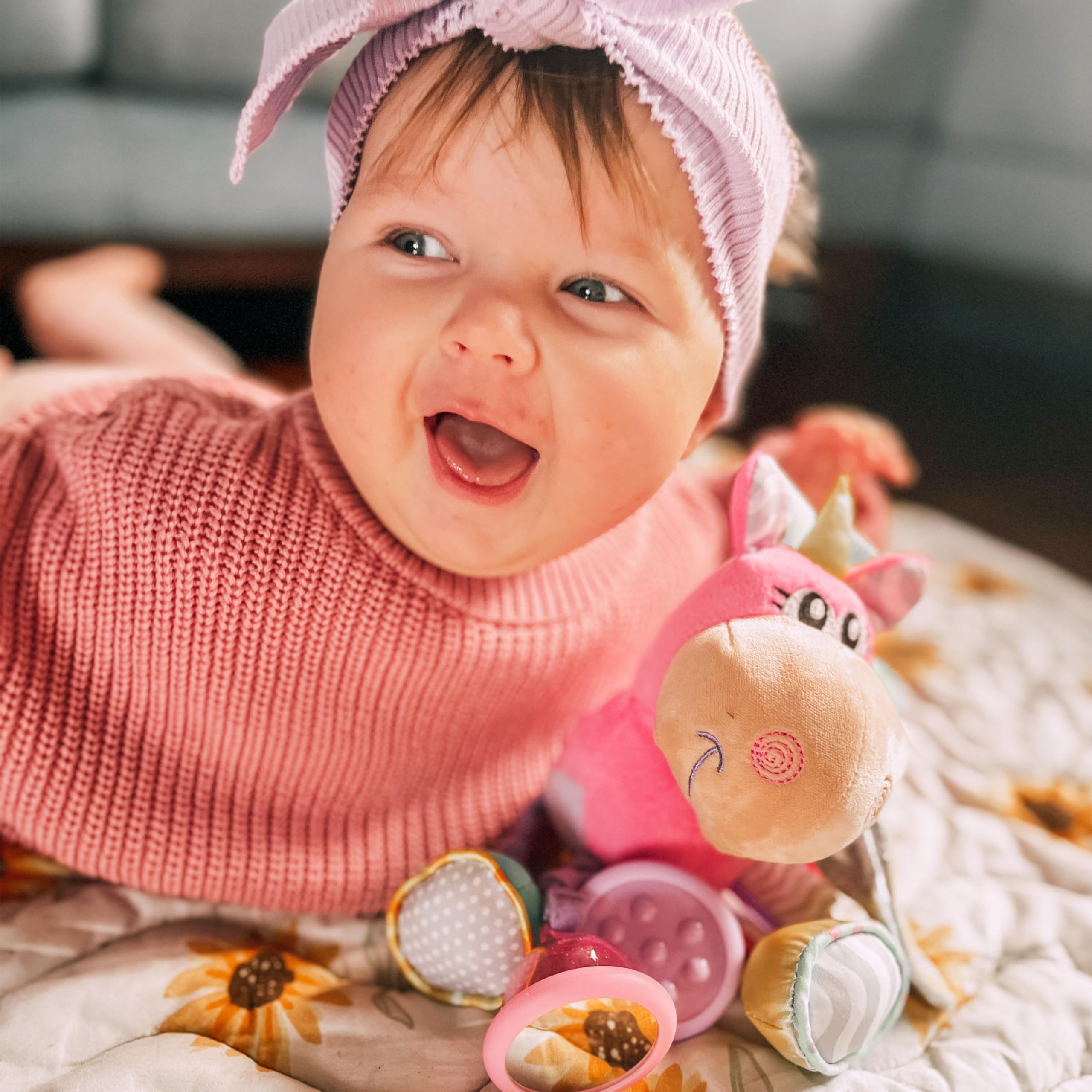 Playgro Unicorn Clip Clop Activity Rattle - Sensory Teether for 3M+ 10