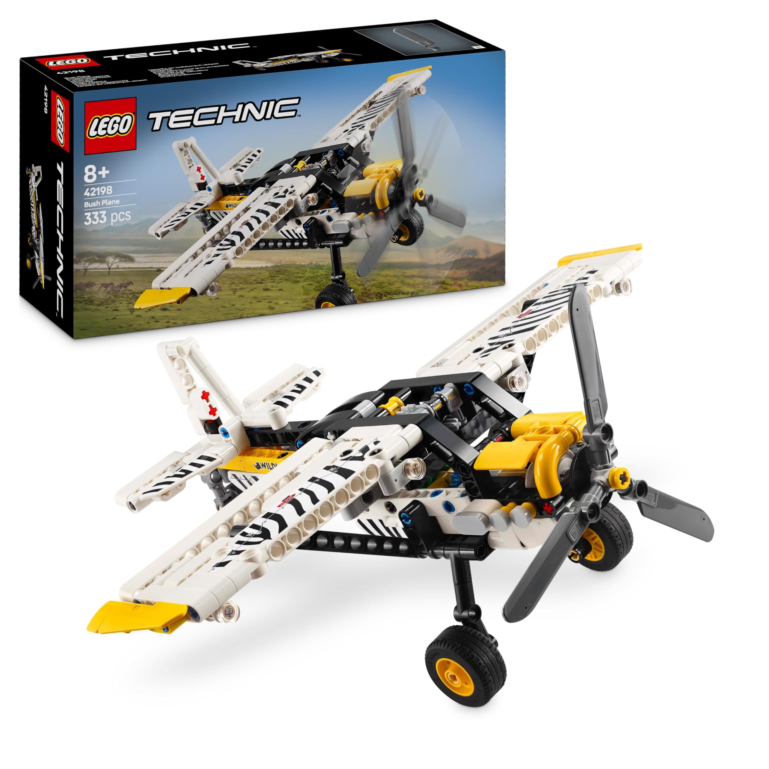 LEGO Technic Bush Plane Toy - 333-Piece Building Set with Spinning Propeller for 8+ Year Olds