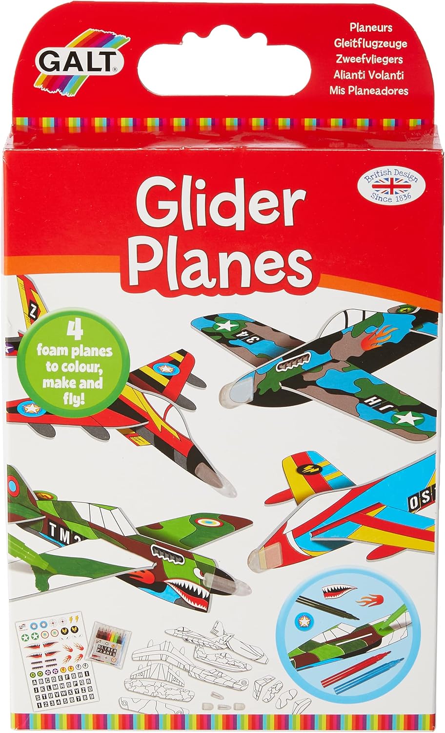 Galt Glider Planes Craft Kit - 4 Foam Plane Toys for Kids Ages 5+