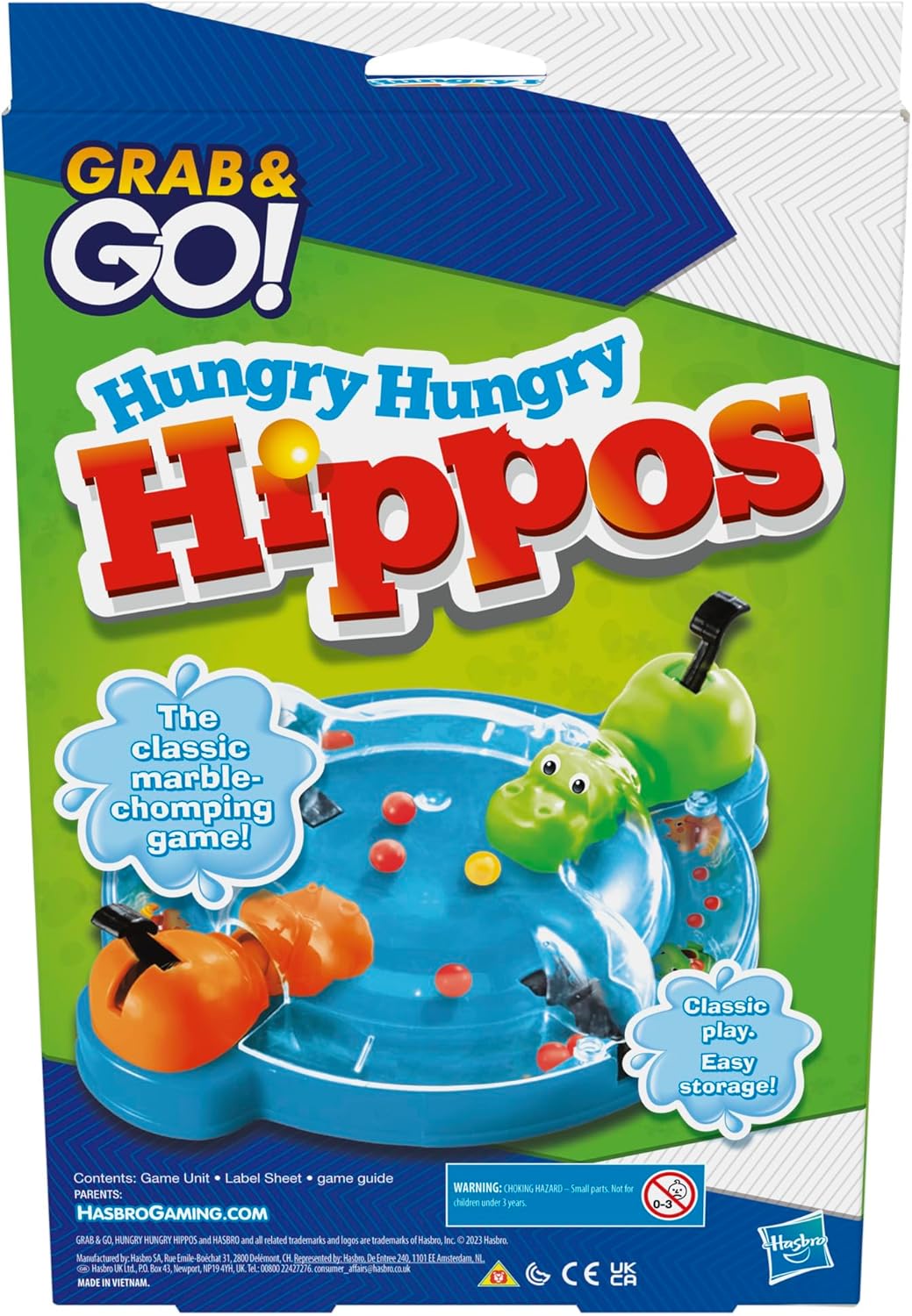 Hasbro Gaming Hungry Hungry Hippos Grab and Go Travel Game for 2 Players 5