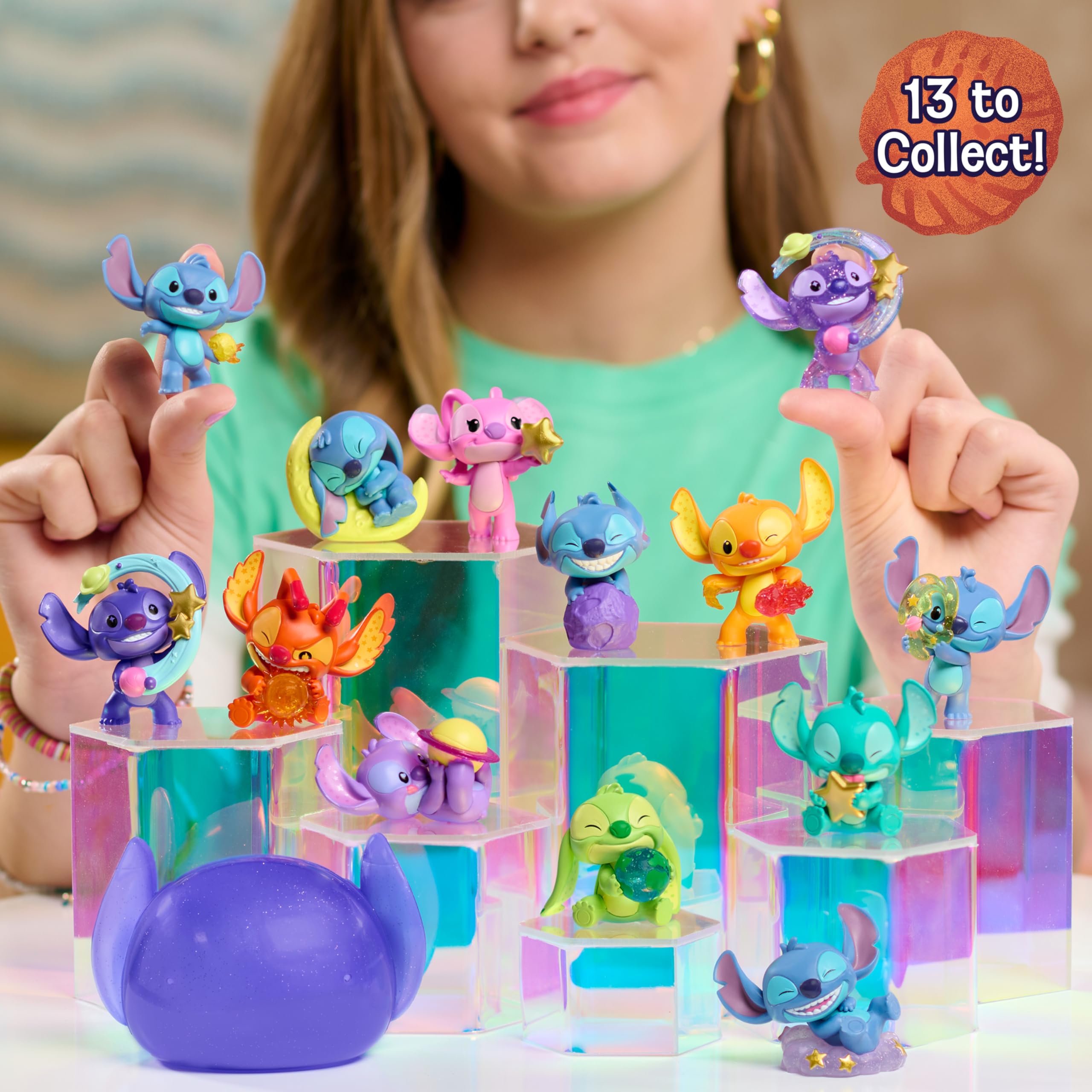 Disney Stitch Outta This World Collectible Mini Figure Capsule - Blind Surprise with 13 Kawaii Figures, Ages 3+