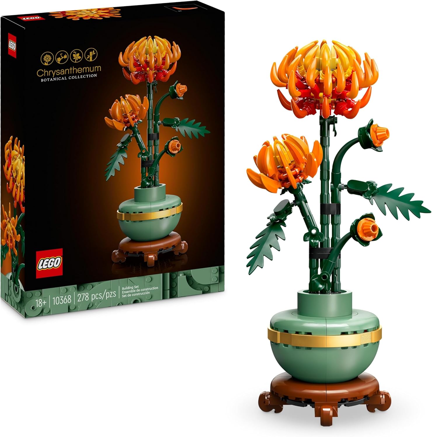 LEGO Icons Chrysanthemum Flower Building Set - 278-Piece Creative Kit for Adults