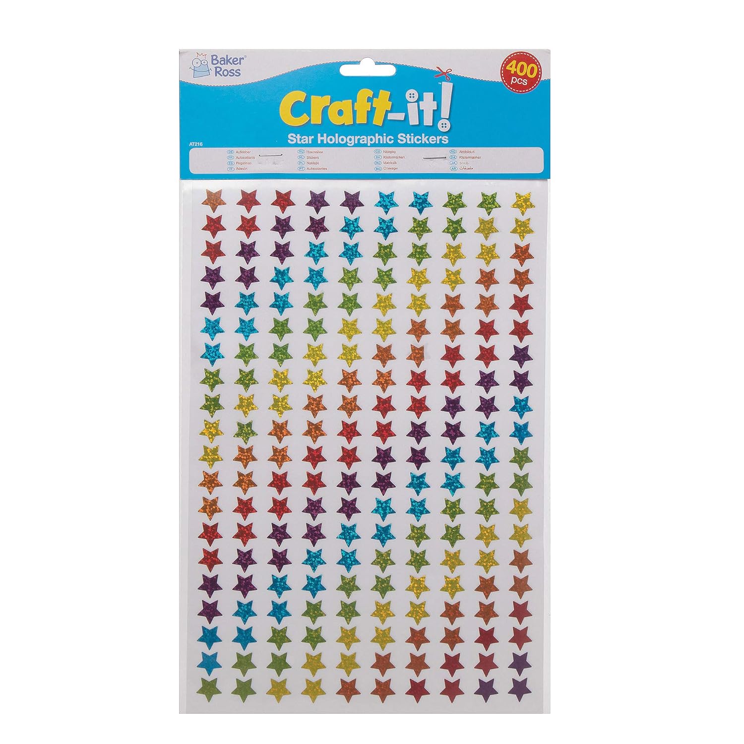 Baker Ross AT216 Mini Holographic Star Stickers - Assorted Christmas Craft Stickers (Pack of 400) 5