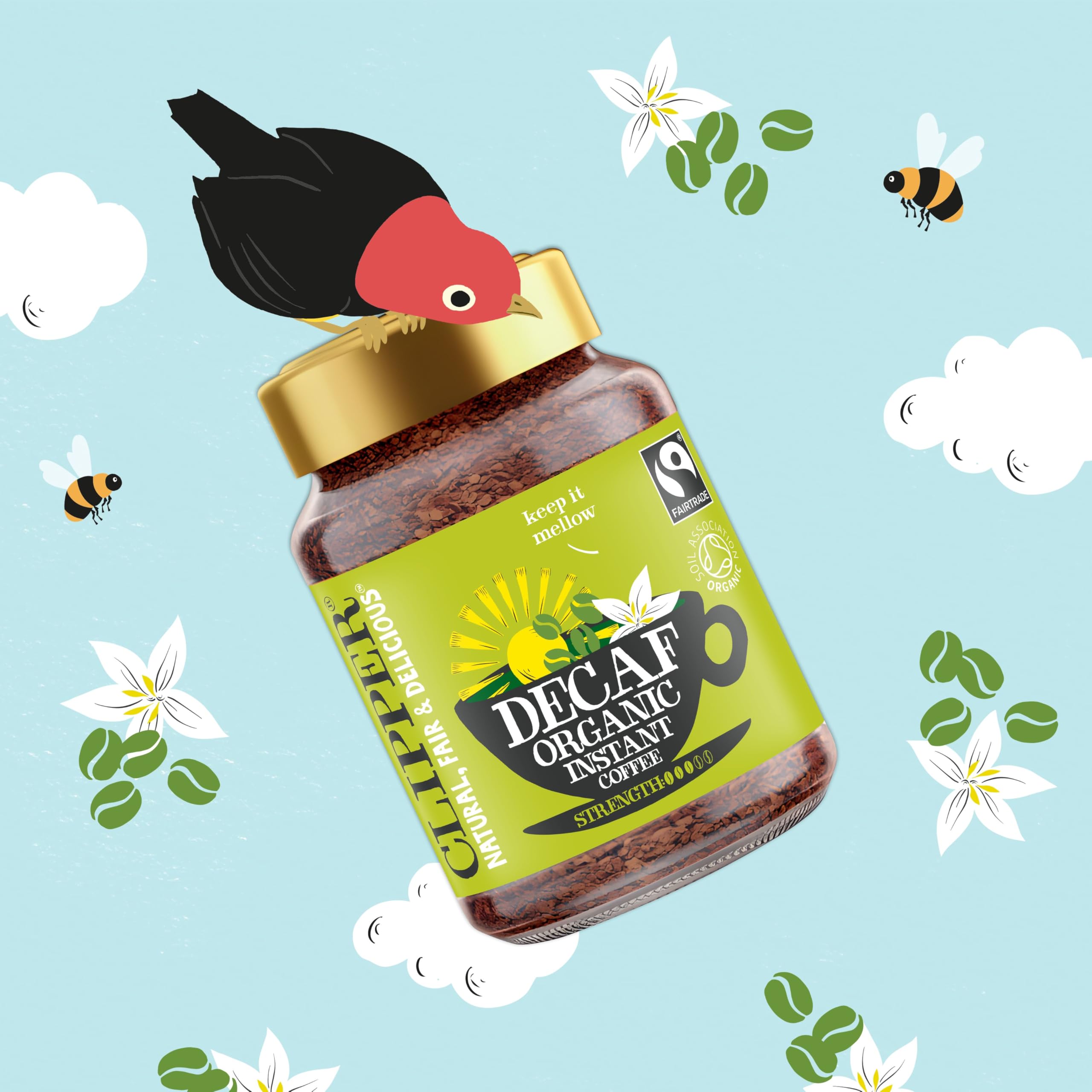 Clipper Organic Decaf Instant Coffee - 6x 100g Jars Medium Roast Arabica 8