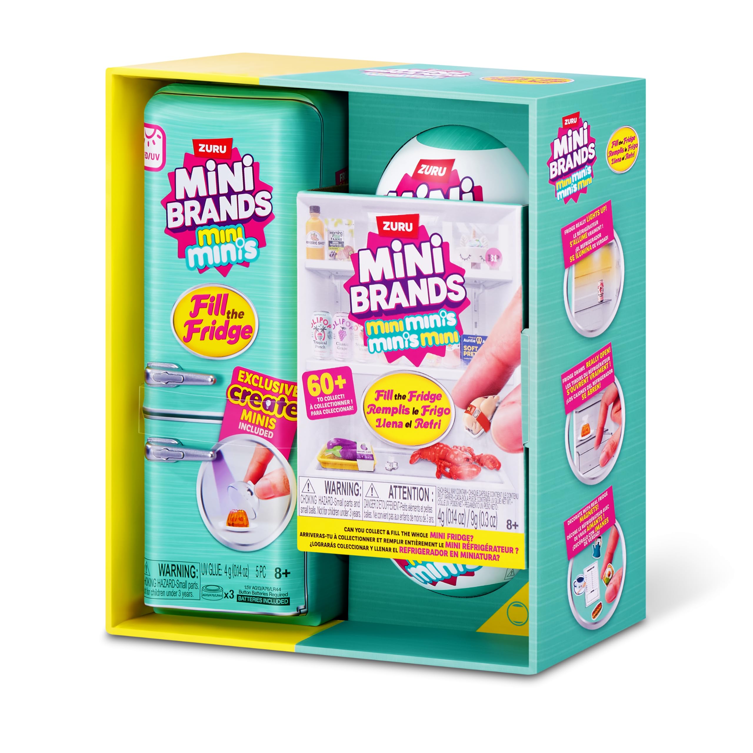 Mini Brands Fill the Fridge S1 Playset with 2pk INT Capsules - Collectible Mini Fridge Toy for Kids 8+ 8