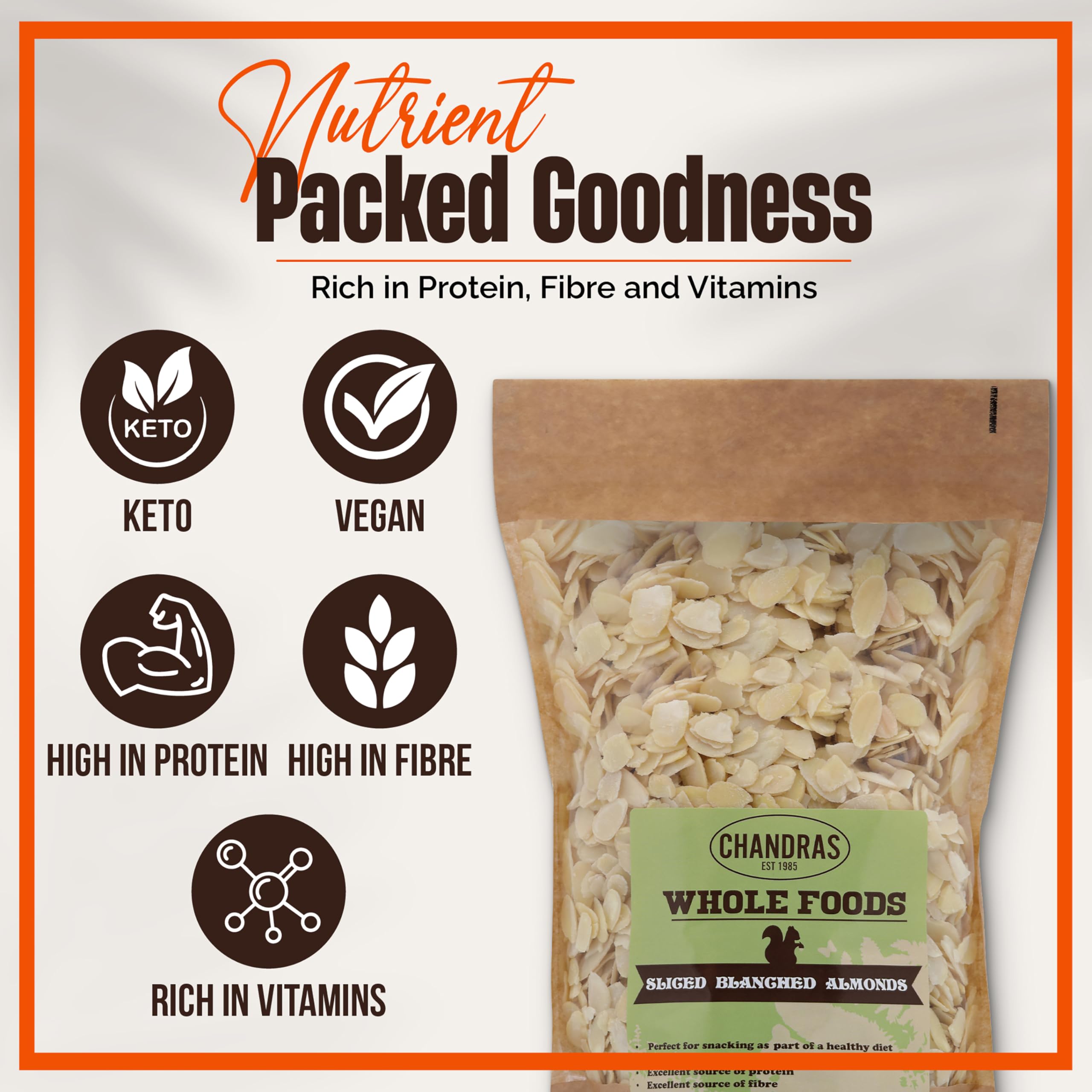 Chandra Whole Foods - Almond Flakes 1KG – Blanched & Sliced Almond Slivers 4