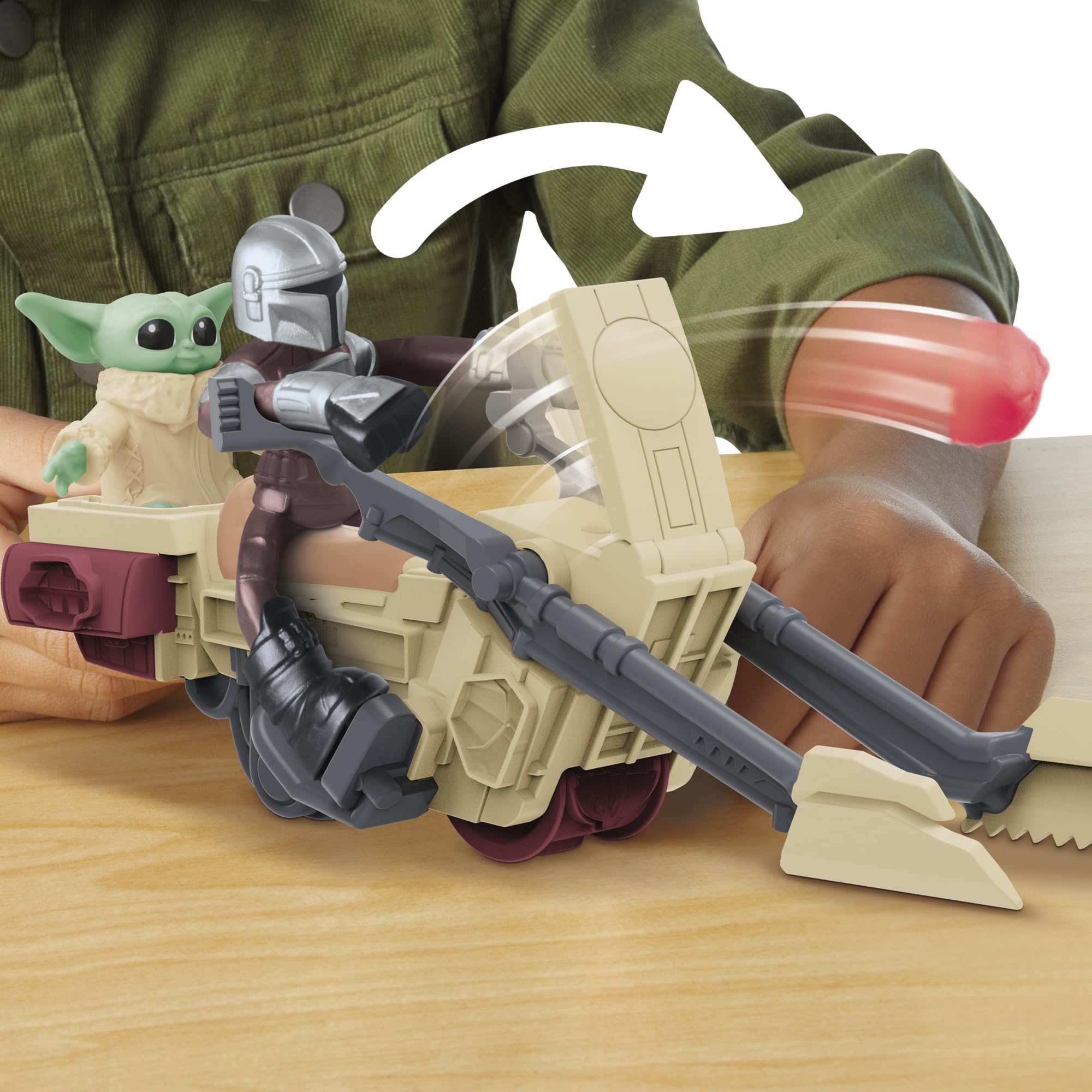 Play-Doh STAR WARS: THE MANDALORIAN Launching Speeder Playset - Action Figures & Vehicle for Kids 4+ 6