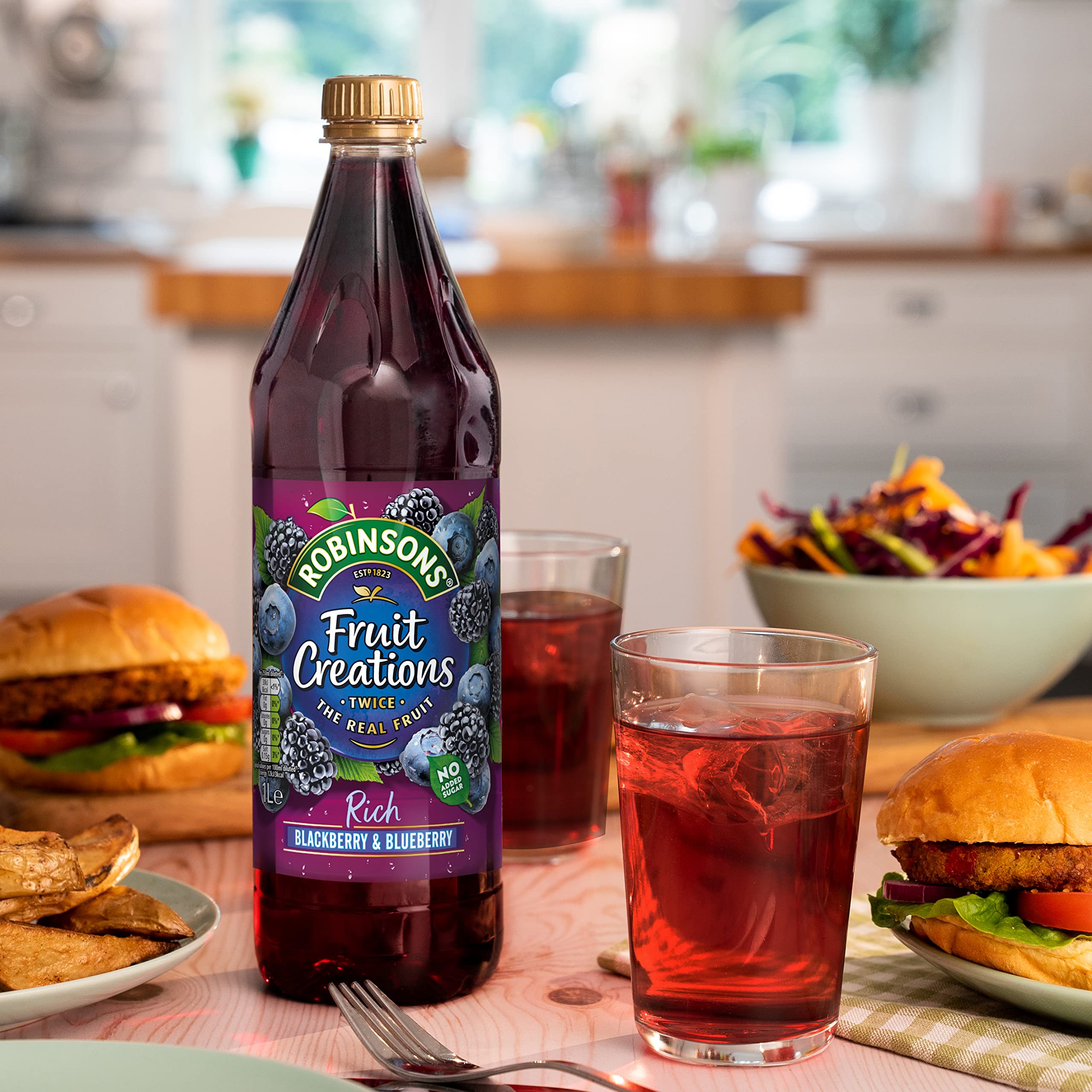Robinsons Fruit Creations Blackberry & Blueberry Squash 1L 6