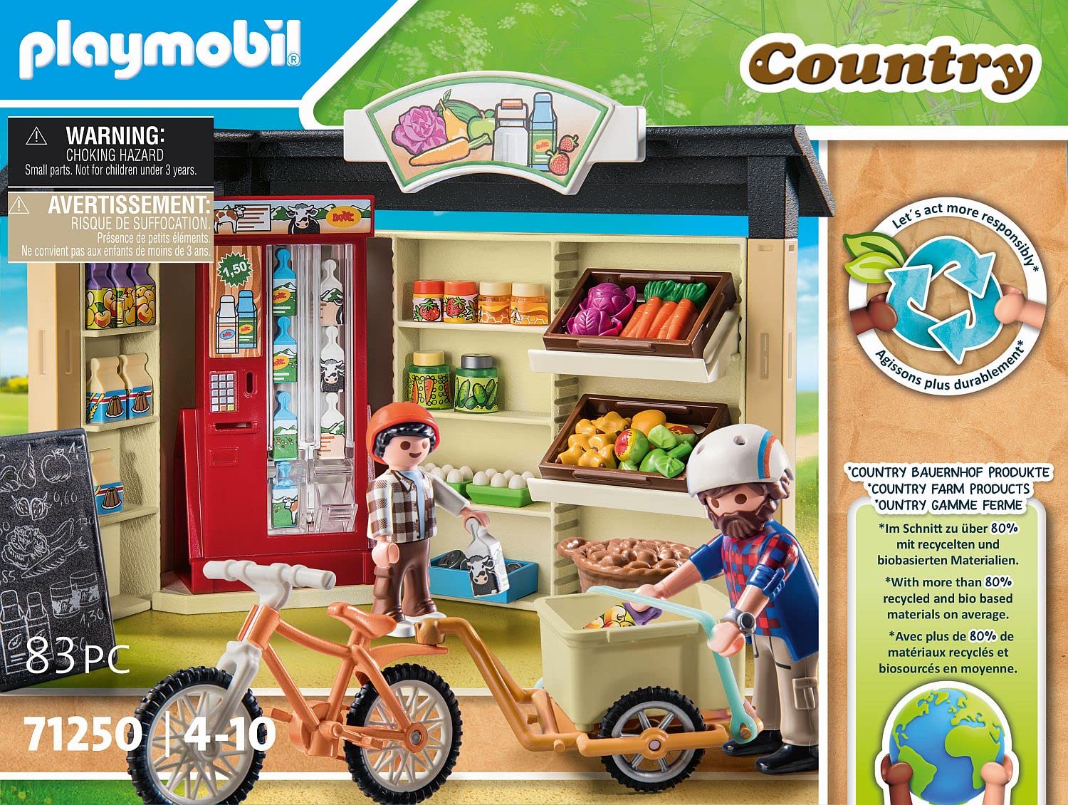 Playmobil 71250 Country Farm Shop Playset with Bike & Trailer - Sustainable Toy for Ages 4+ 4