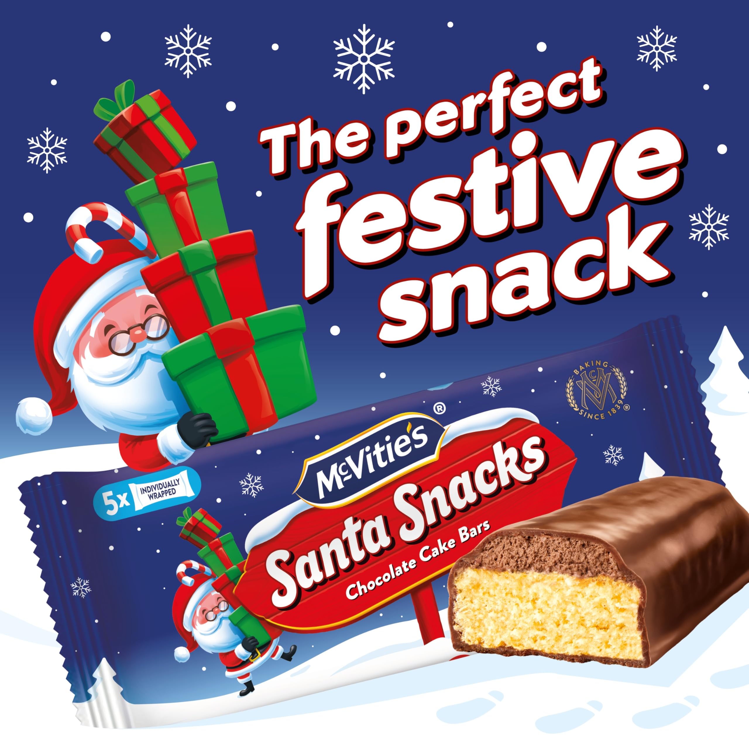 McVitie's Santa Snacks Chocolate Cake Bars, 5 Individually Wrapped Milk Chocolate Sponge Bars 7