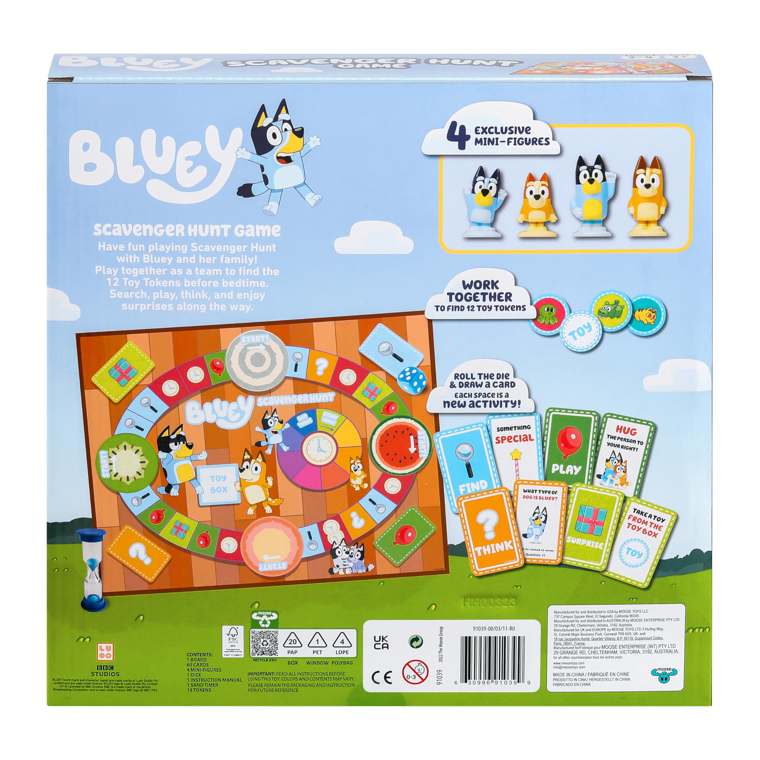 Bluey Scavenger Hunt Game - Cooperative Board Game for Kids with Mini-Figures