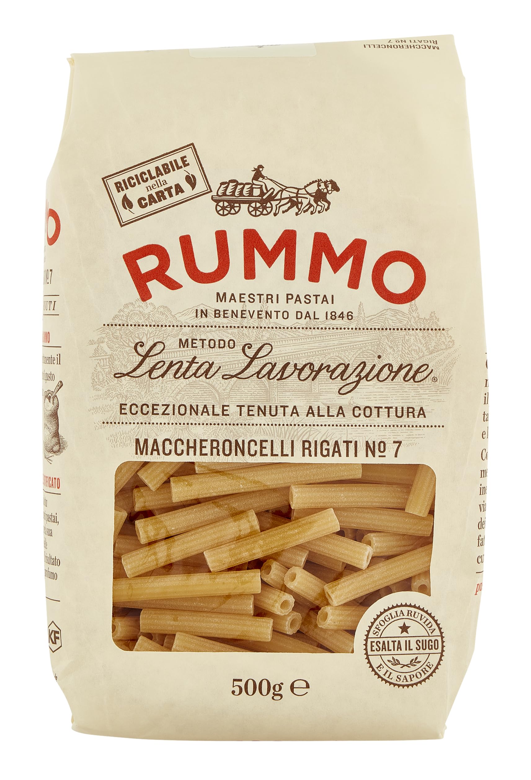 Rummo Maccheroncelli Rigati No. 7 – 500g Ridged Italian Pasta