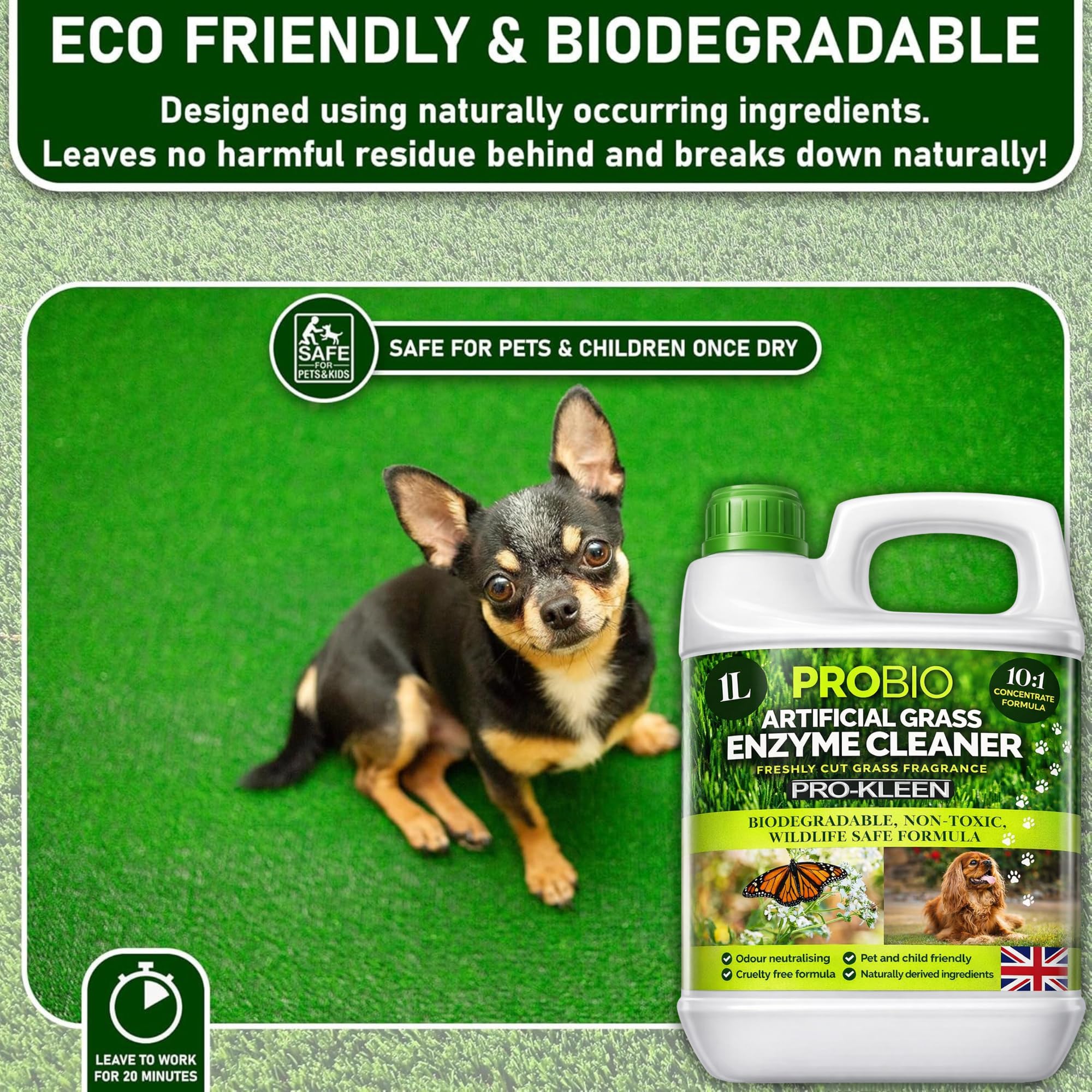 Pro-Kleen ProBio Artificial Grass Cleaner - Probiotic Deodoriser | 1L | Fresh Cut Grass Scent 4