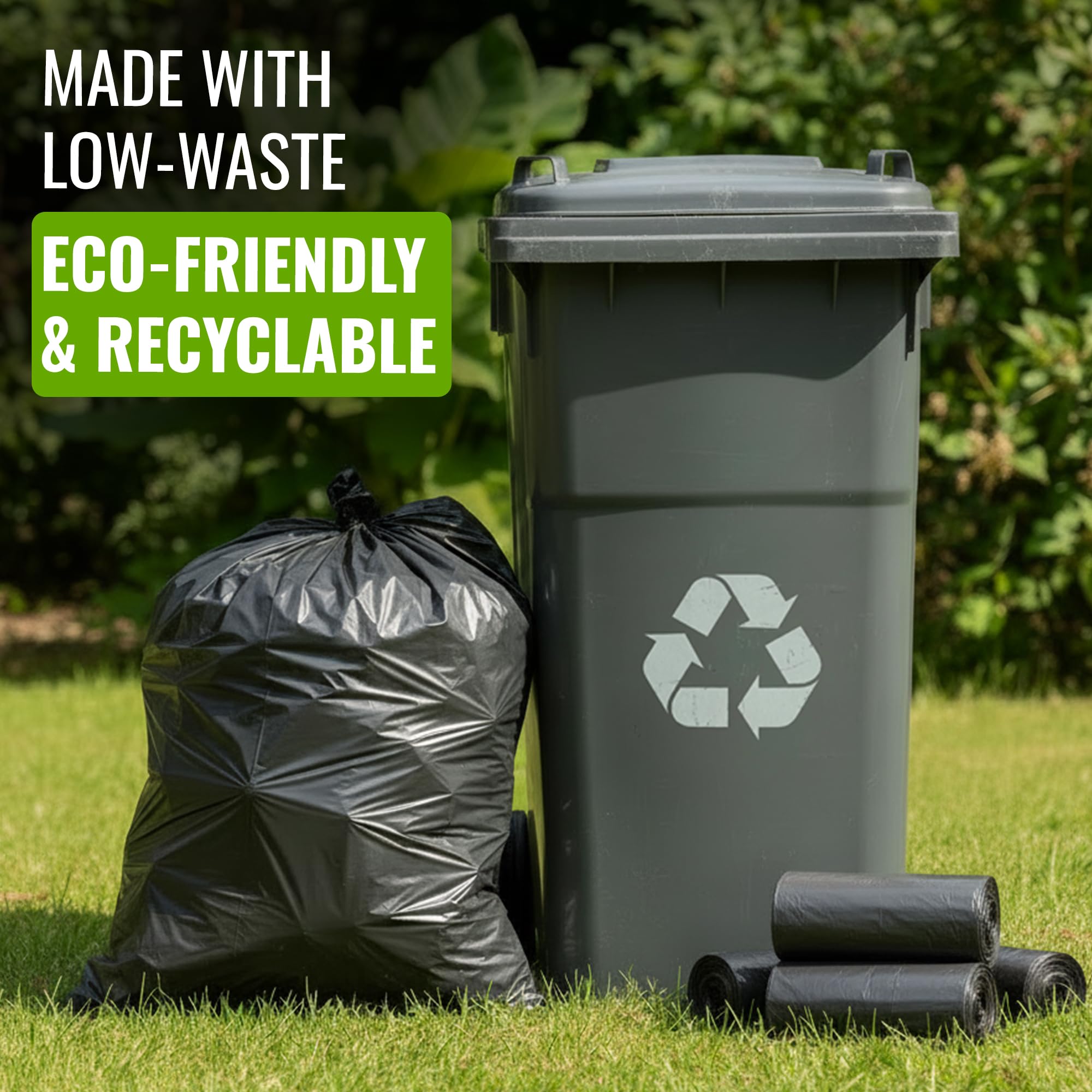 EcoBag Heavy Duty Refuse Sacks - 100L Capacity, 33μm Strength, 50 Pack | Recyclable 6