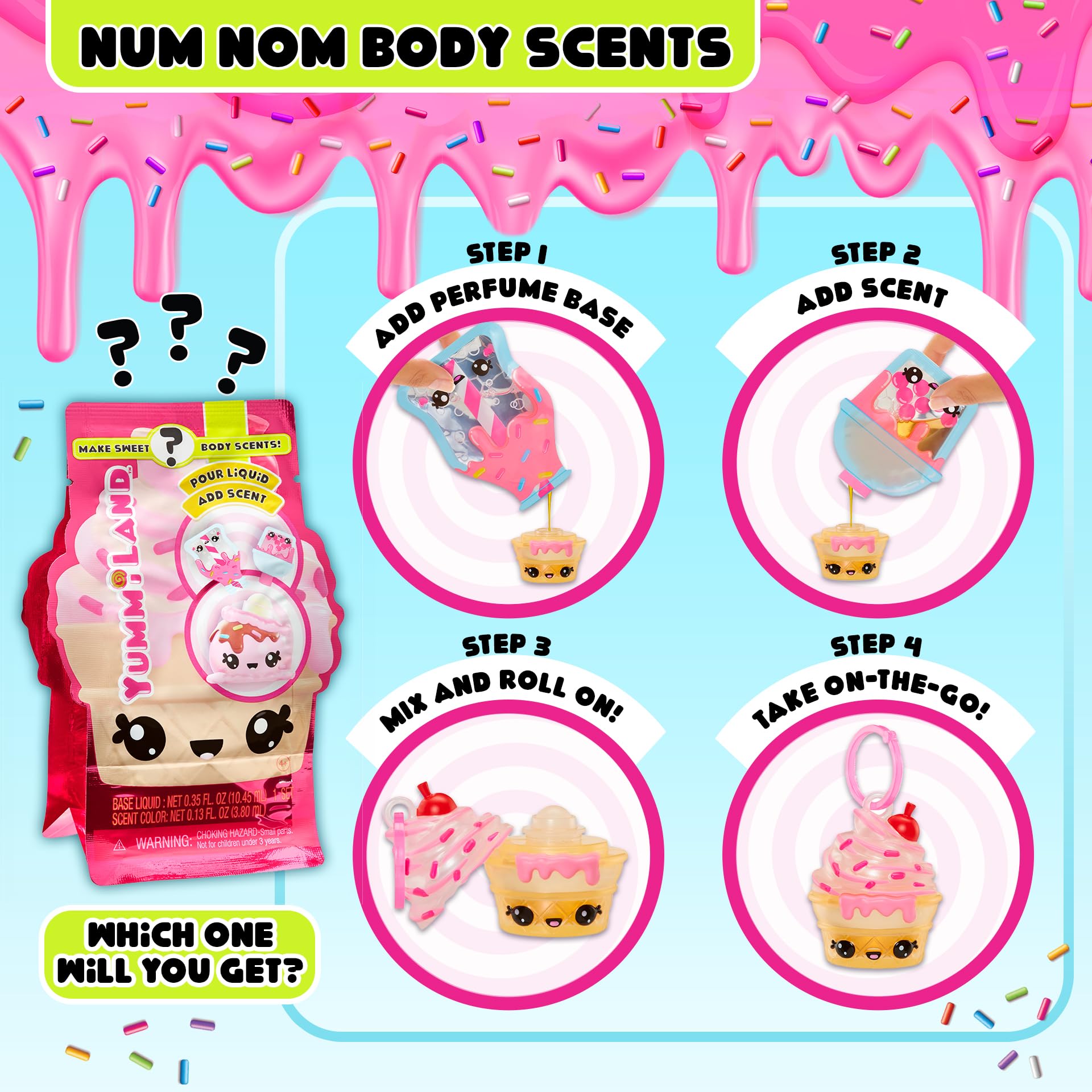 Yummiland Num Nom Body Scents Roller - DIY Scented Perfume Playset for Kids 4+ 6