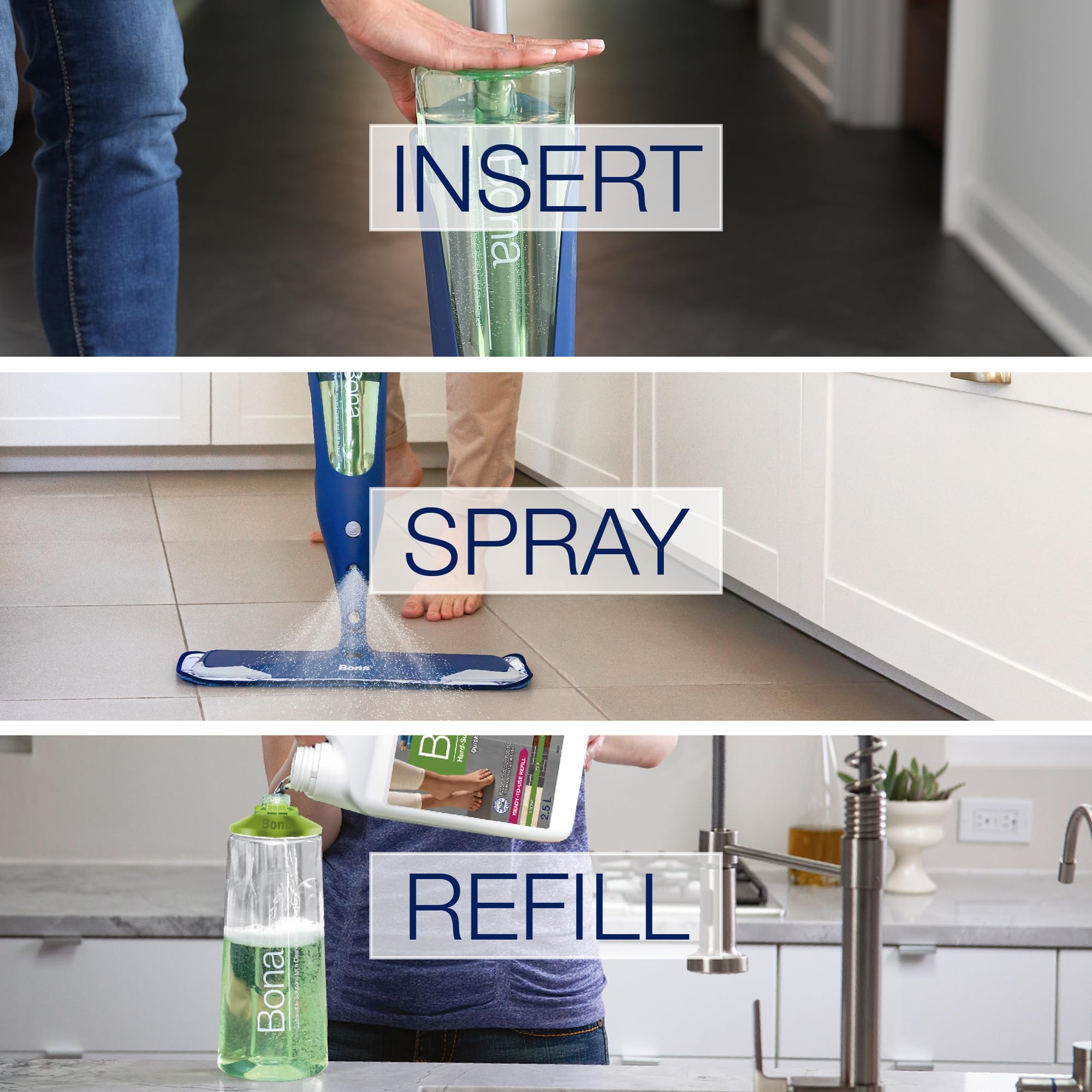 Bona Premium Spray Mop Cartridge Hard Surface Floor Cleaner Refill | 850 ml | Unscented 3