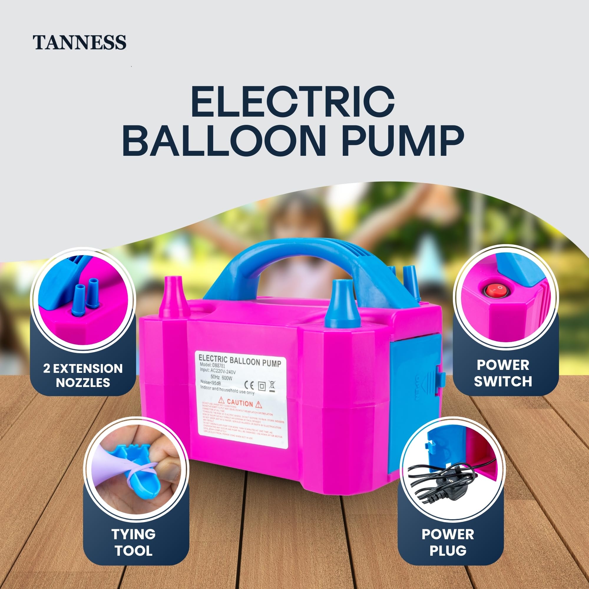 TANNESS Electric Balloon Pump - Dual Nozzle High Power with Manual & Auto Modes (AC220-240V) 3