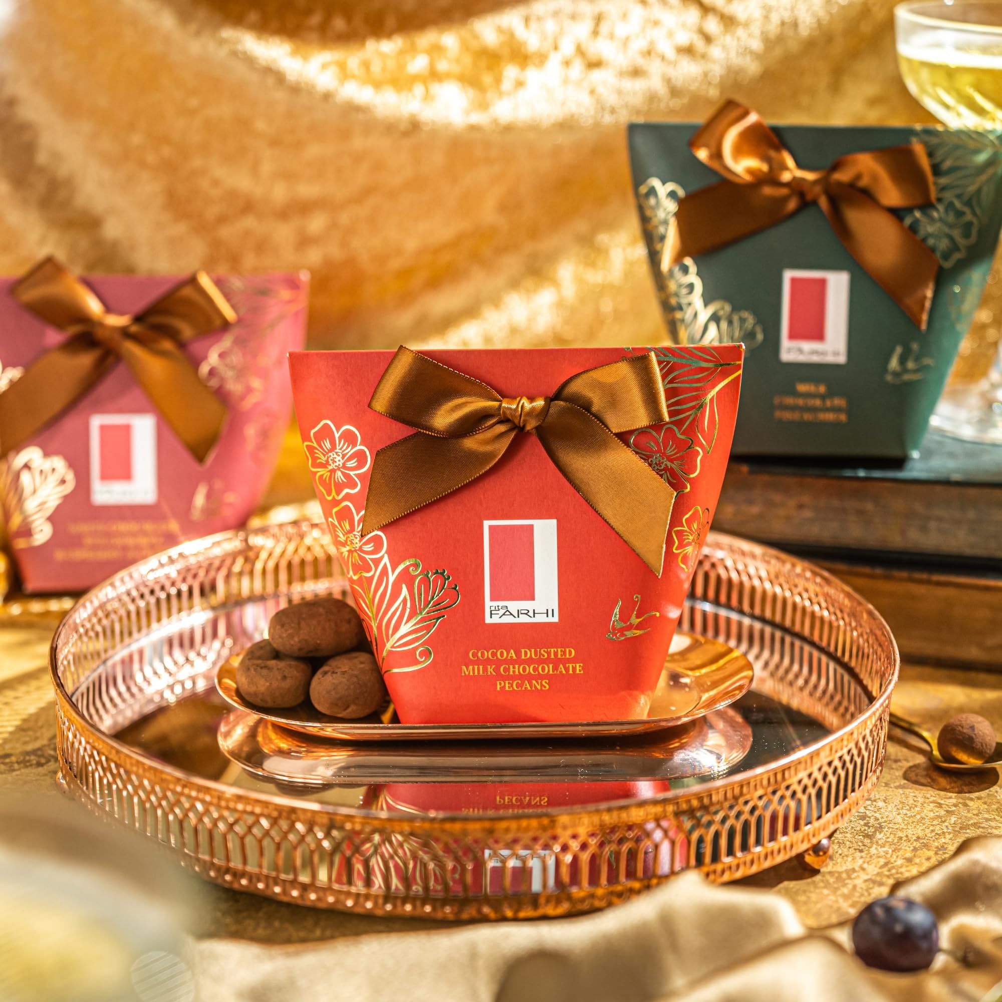 Rita Farhi Dark Chocolate Coated Ginger in Gift Box with Bow, 130g 4