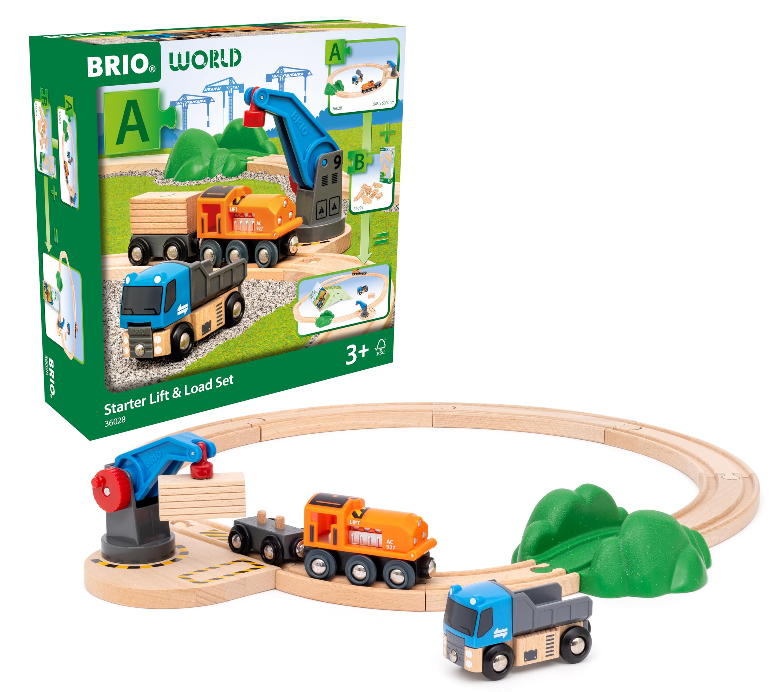 BRIO World Lift & Load Starter Set - Wooden Railway Train Playset for Ages 3+ 9