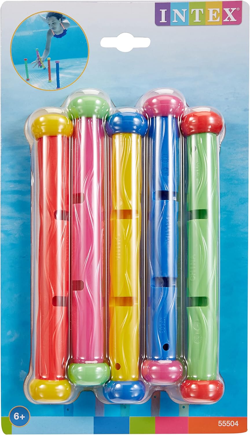 Intex Summer Fun Dive Sticks - Pack of 5 Soft Flexible Pool Toys for Kids 6+ 12