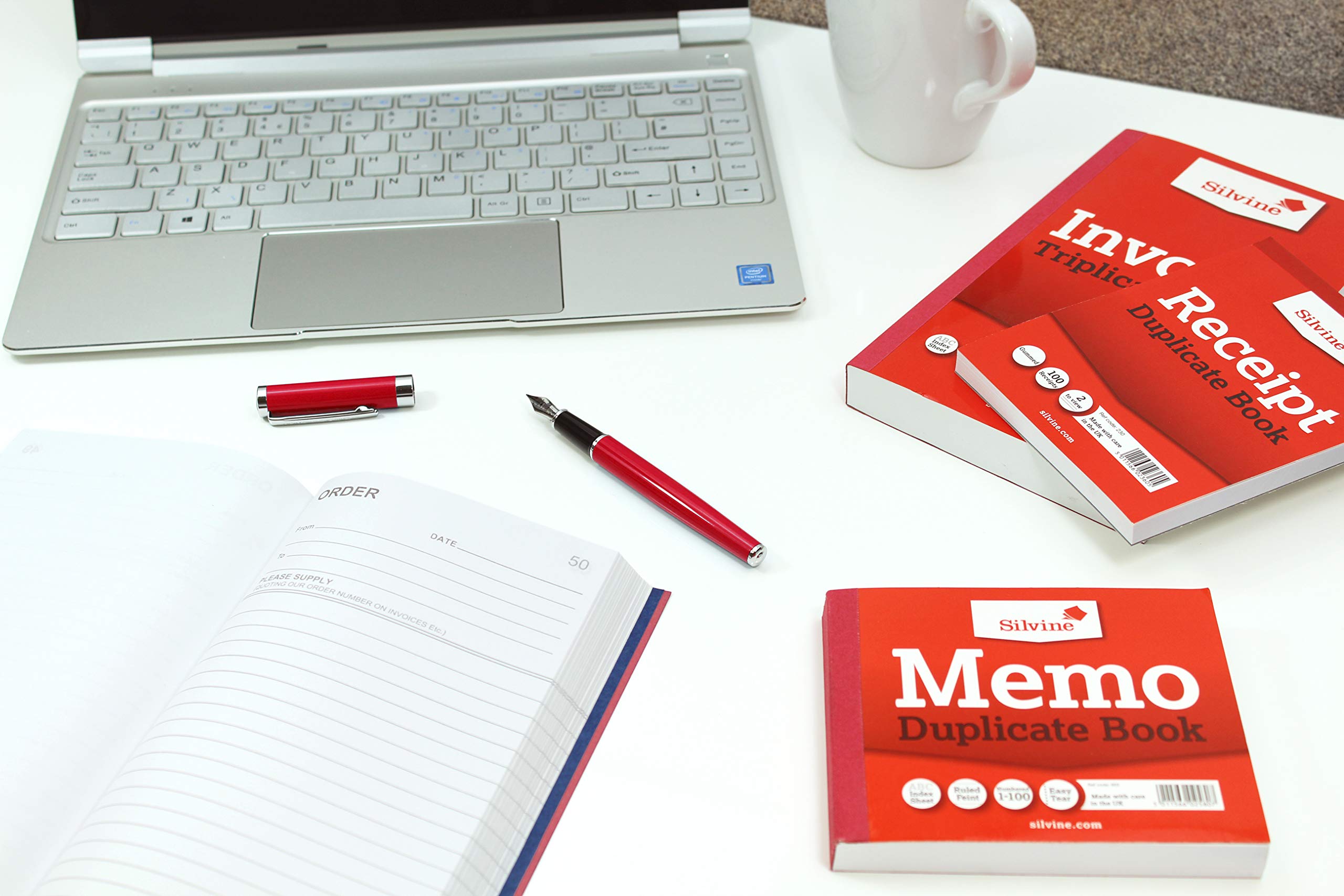 Silvine Duplicate Memo Book - 4x5 Inch | Numbered 1-100 | Perforated Pages | Red Cover 4