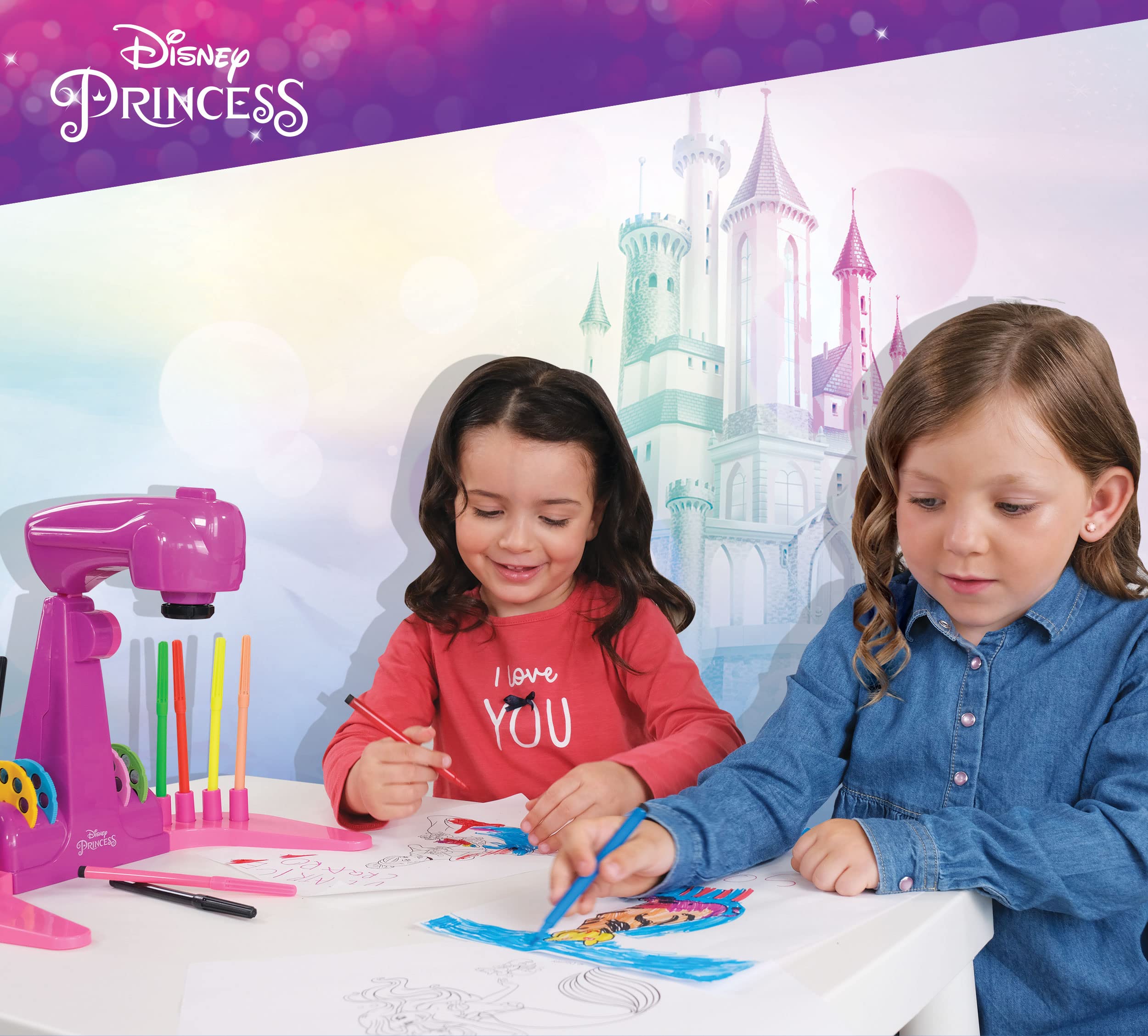 Liscianigiochi Disney Princess Projector Drawing Set - Learn to Draw with LED Projector (31490)