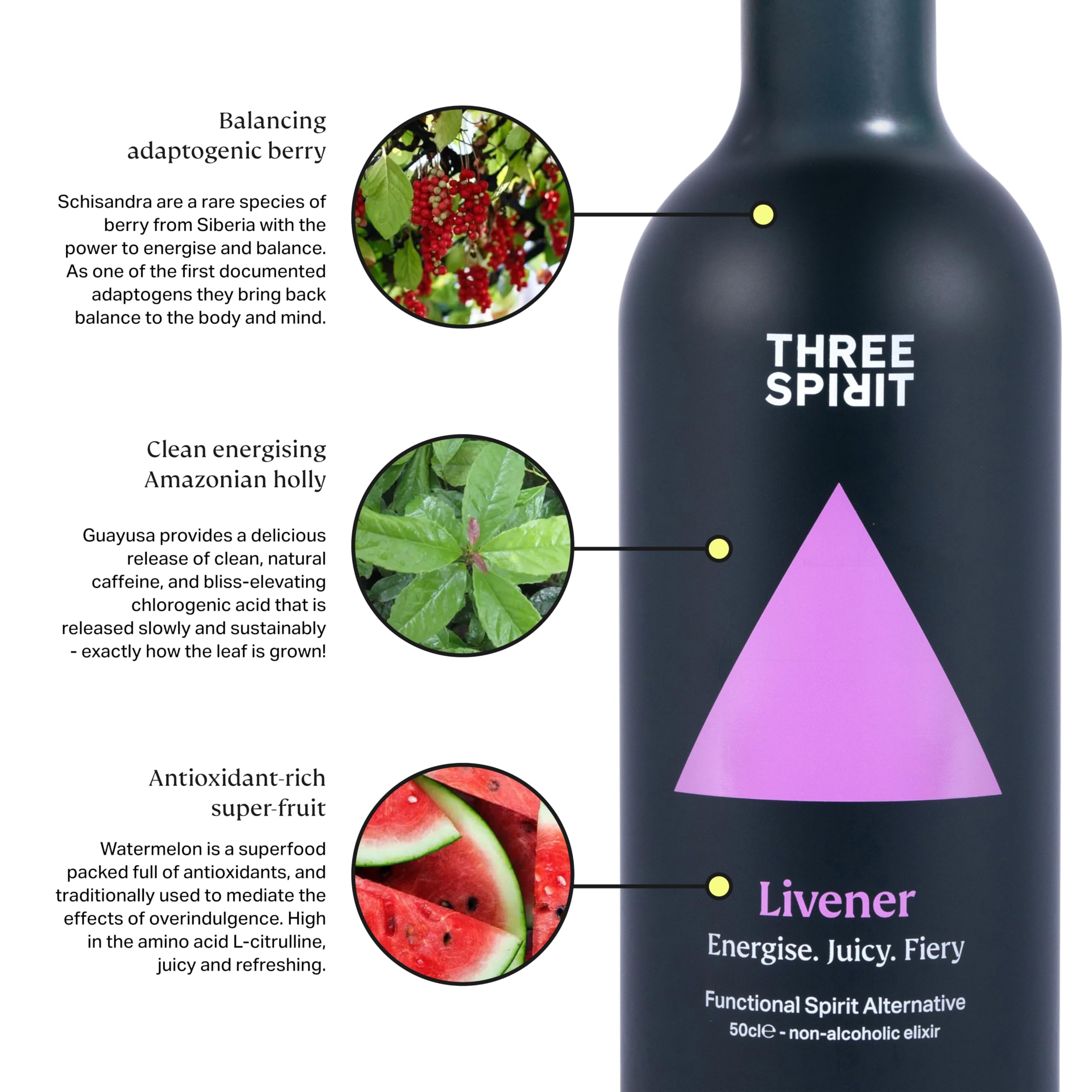 Three Spirit The Livener Non-Alcoholic Alternative Spirit - Energising & Euphoric | 50cl