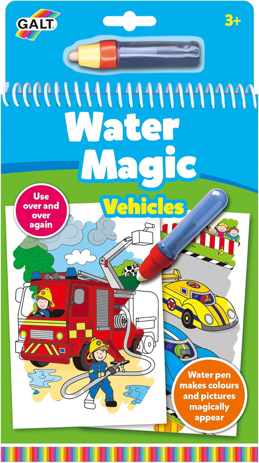 Galt Water Magic - Vehicles Reusable Colouring Book for Kids 3+