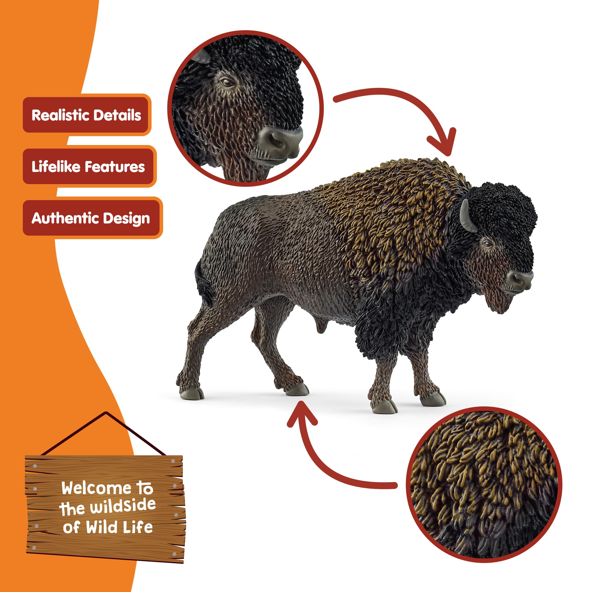 Schleich Wild Life North American Bison Figurine - Realistic Animal Play Figure for Kids 3+ 3