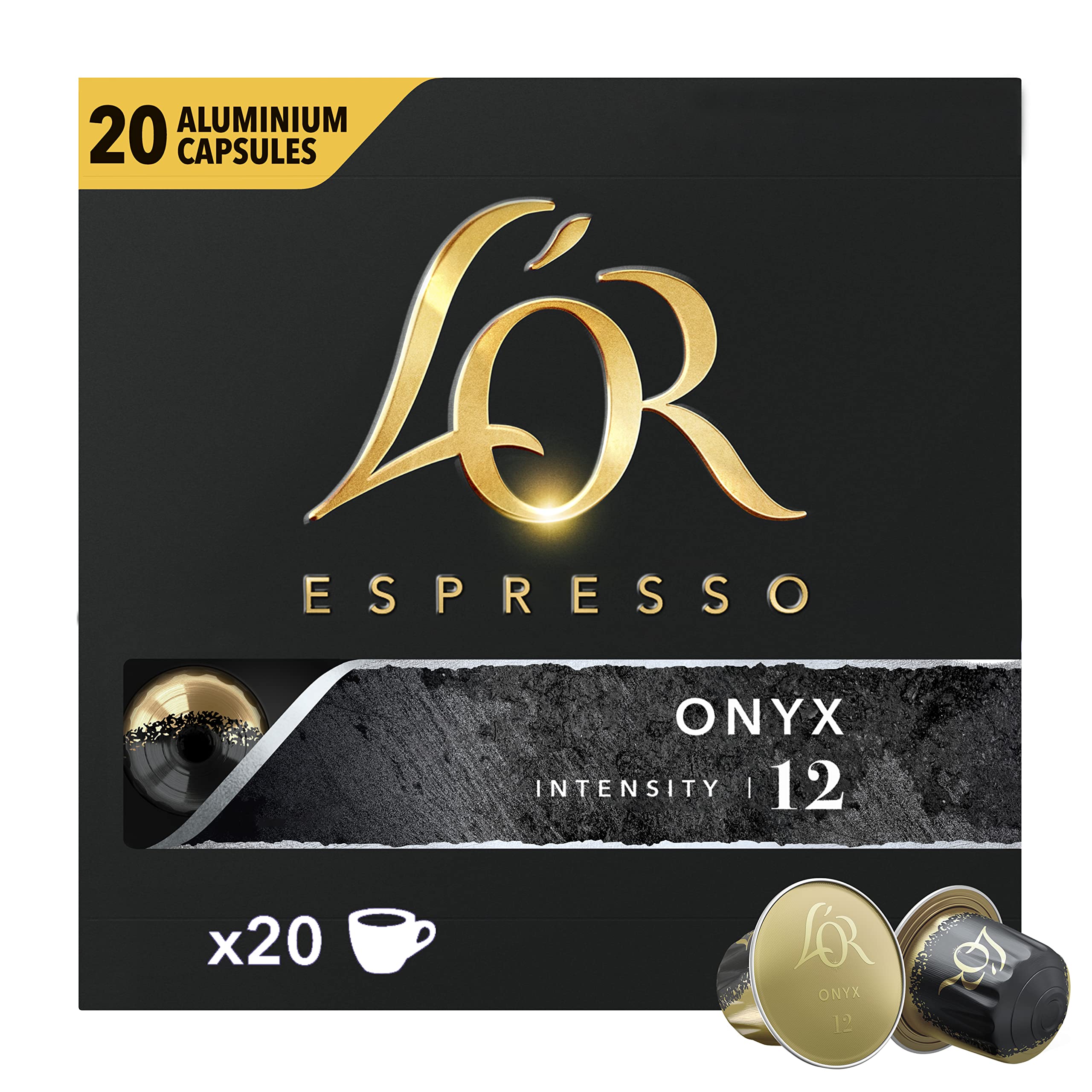 L'OR Espresso Onyx Coffee Pods x200 - Intensity 12, Recyclable Aluminum Capsules