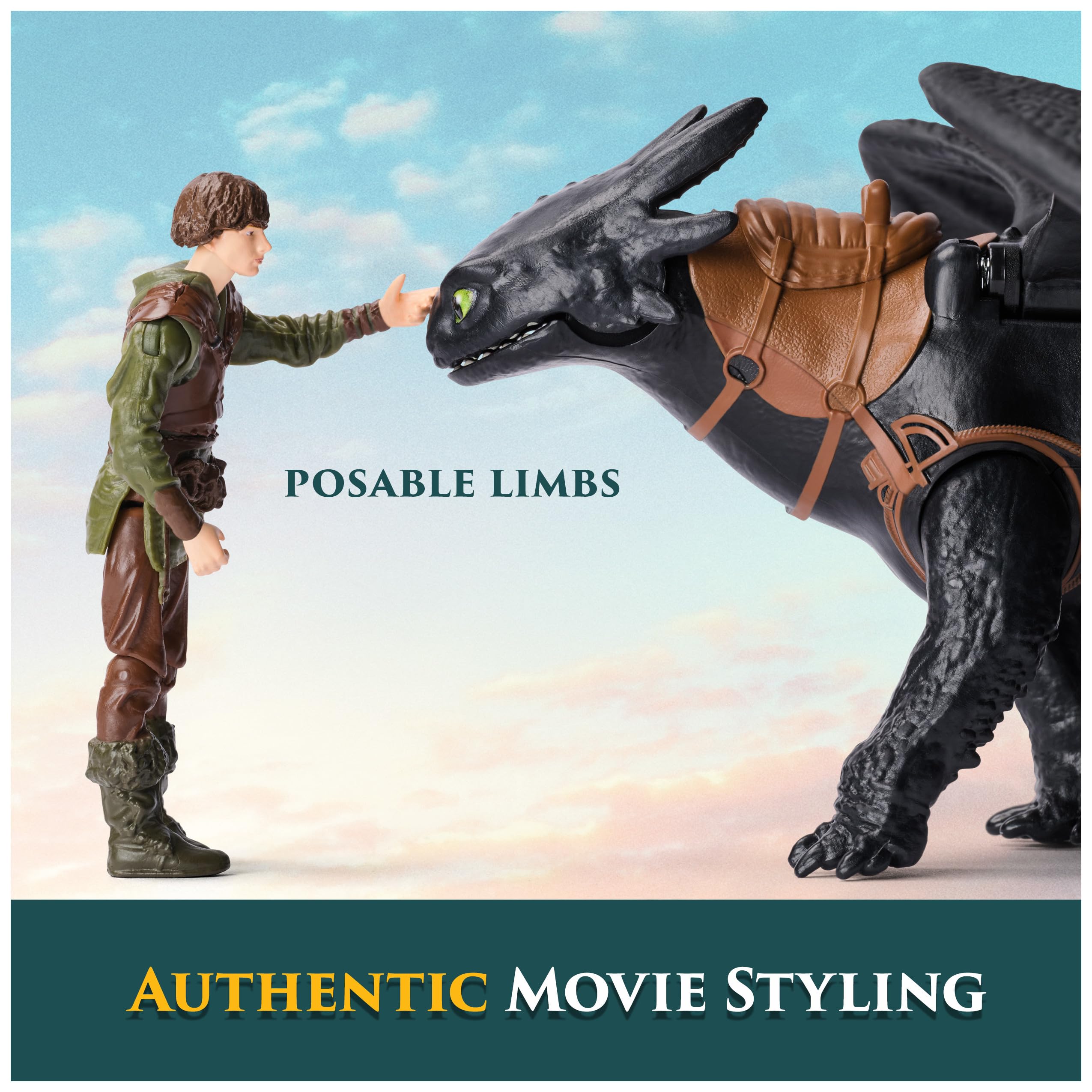 Dreamworks Dragons How to Train Your Dragon Toothless & Hiccup Roaring Minis - 7.5 cm Viking Figure with 33 cm Dragon Toy 11