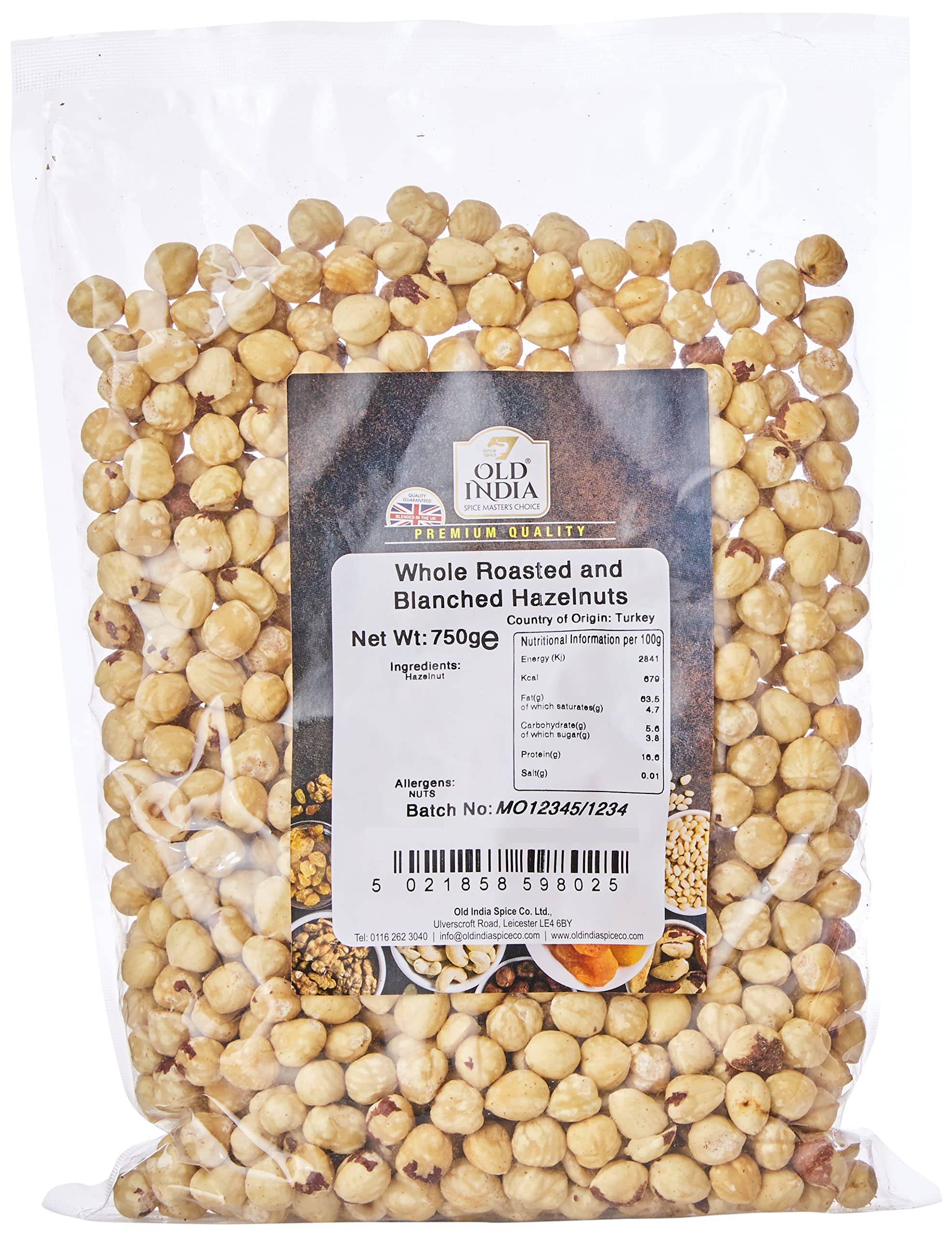 Old India Whole Roasted and Blanched Hazelnuts - 100% Natural | 750g Pack 1