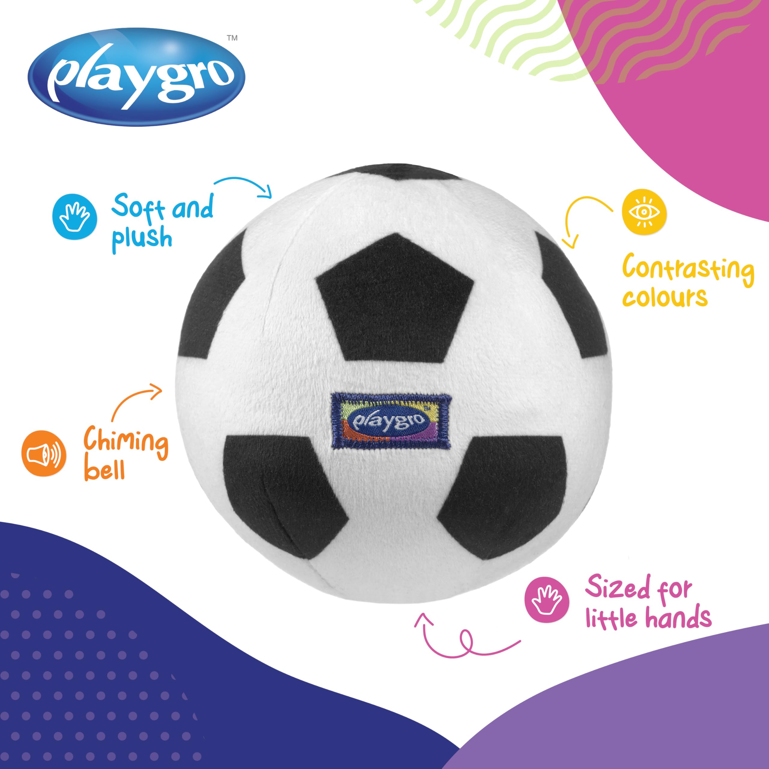 Playgro My First Football - Soft Plush Rattle Ball for Babies 6 Months+ 9