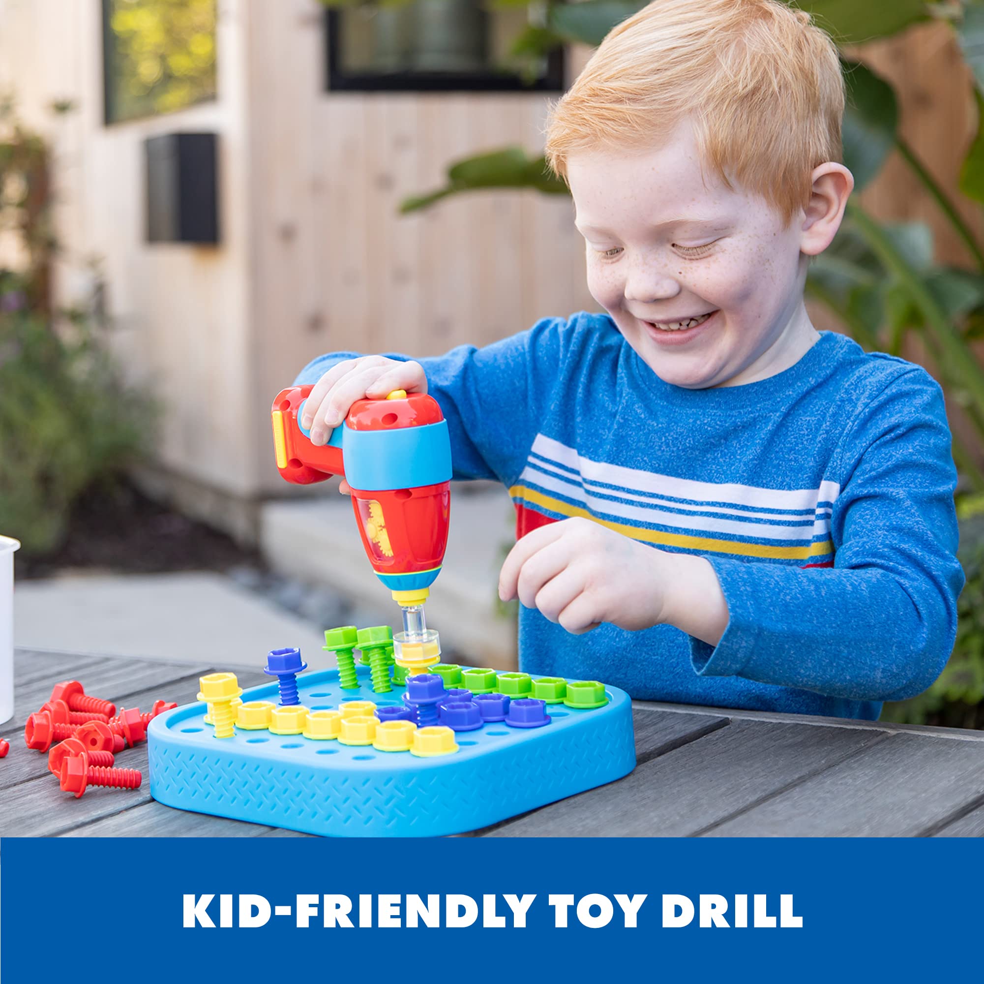 Educational Insights Design & Drill Bolt-It Bucket - STEM Toy for Ages 3+ | Portable | Includes Pattern Guide