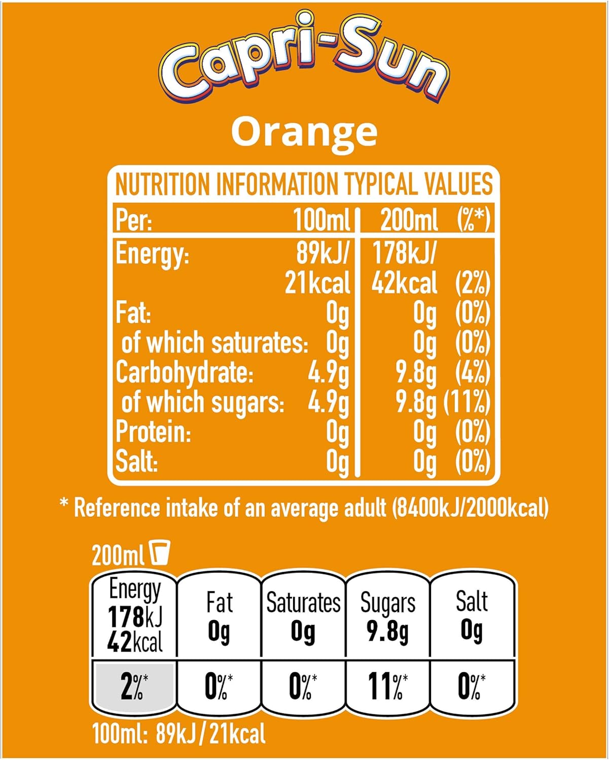 Capri-Sun Orange Fruit Juice Drink - 8 x 200 ml Pouches 4