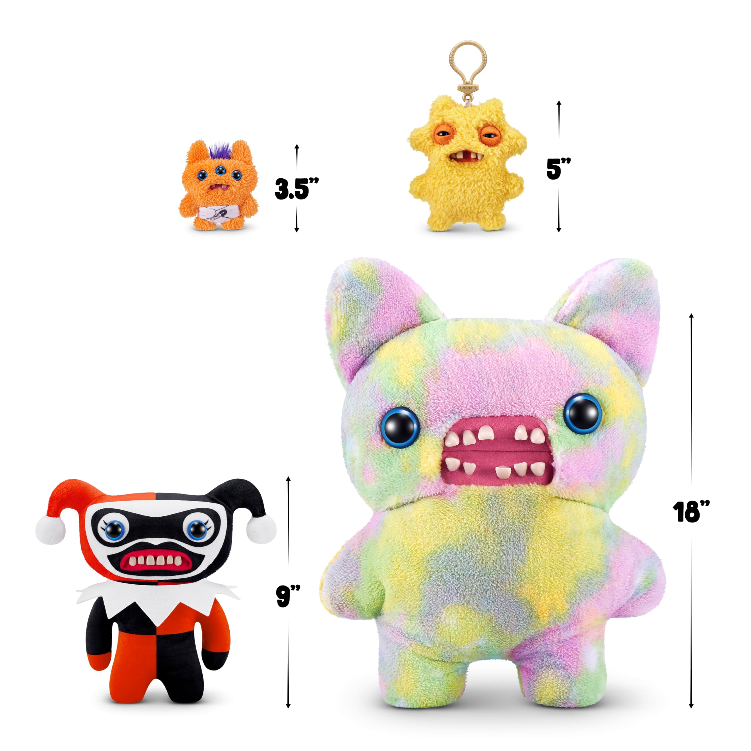 Fuggler x DC 9-inch by ZURU, Funny Ugly Monster Plush Toy, Soft Superhero Doll Plushies for Kids and Adults (Harley Quinn)