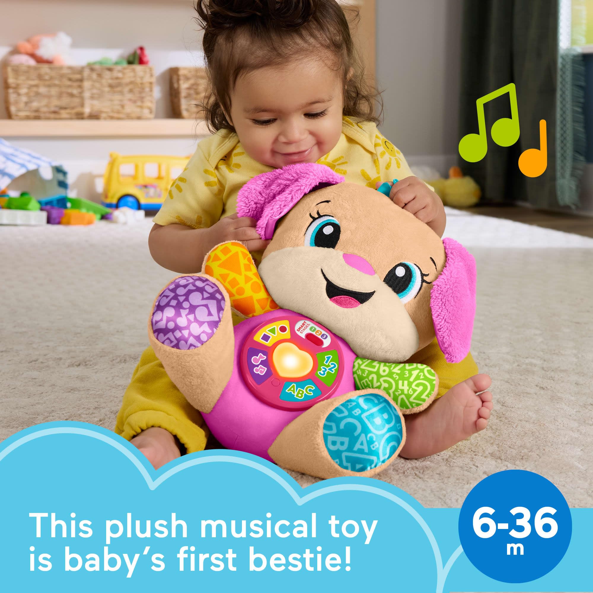 Fisher-Price Laugh & Learn Smart Stages Sis - Plush Musical Learning Toy for Babies 6M+ 3