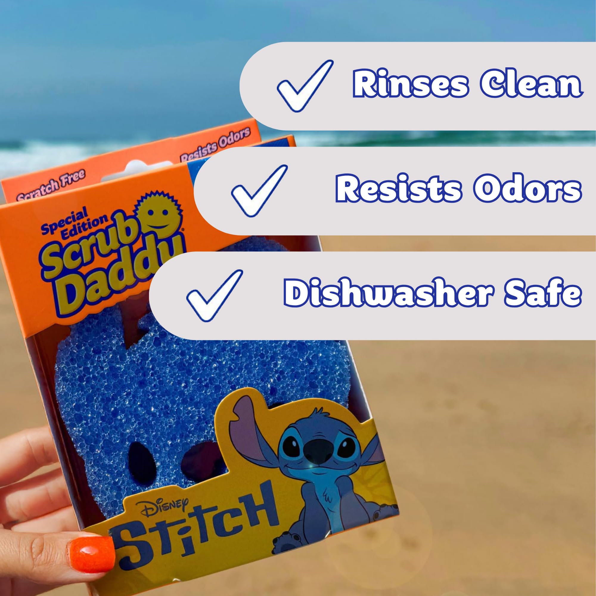 Scrub Daddy Disney Stitch FlexTexture Dish Sponge Twin Pack - Smiley Face Scourers for Kitchen & Bathroom 6