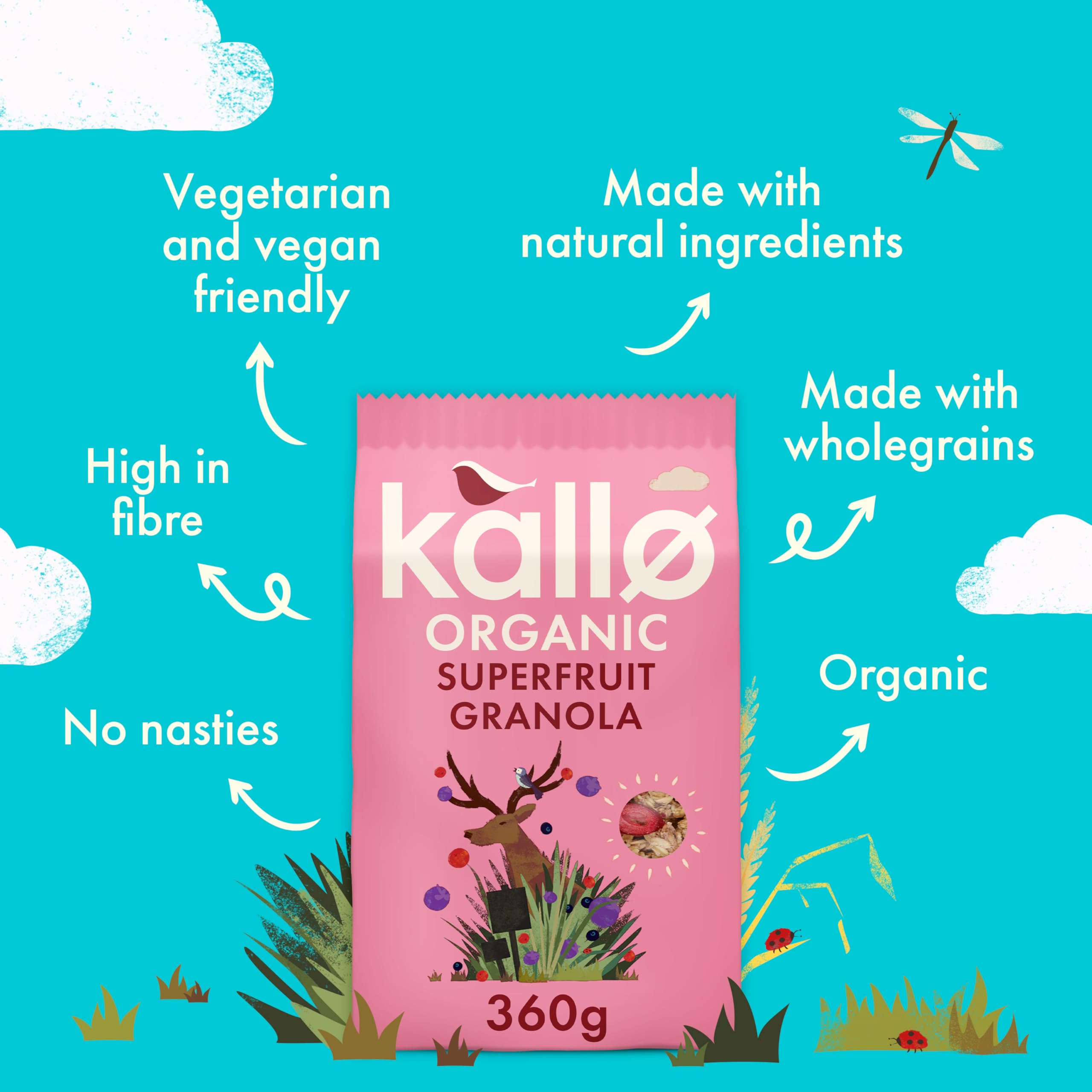 Kallo Crunchy Superfruit Granola, 360g – Organic, Vegan, High Fibre with Blueberries, Cranberries & Blackcurrants 5