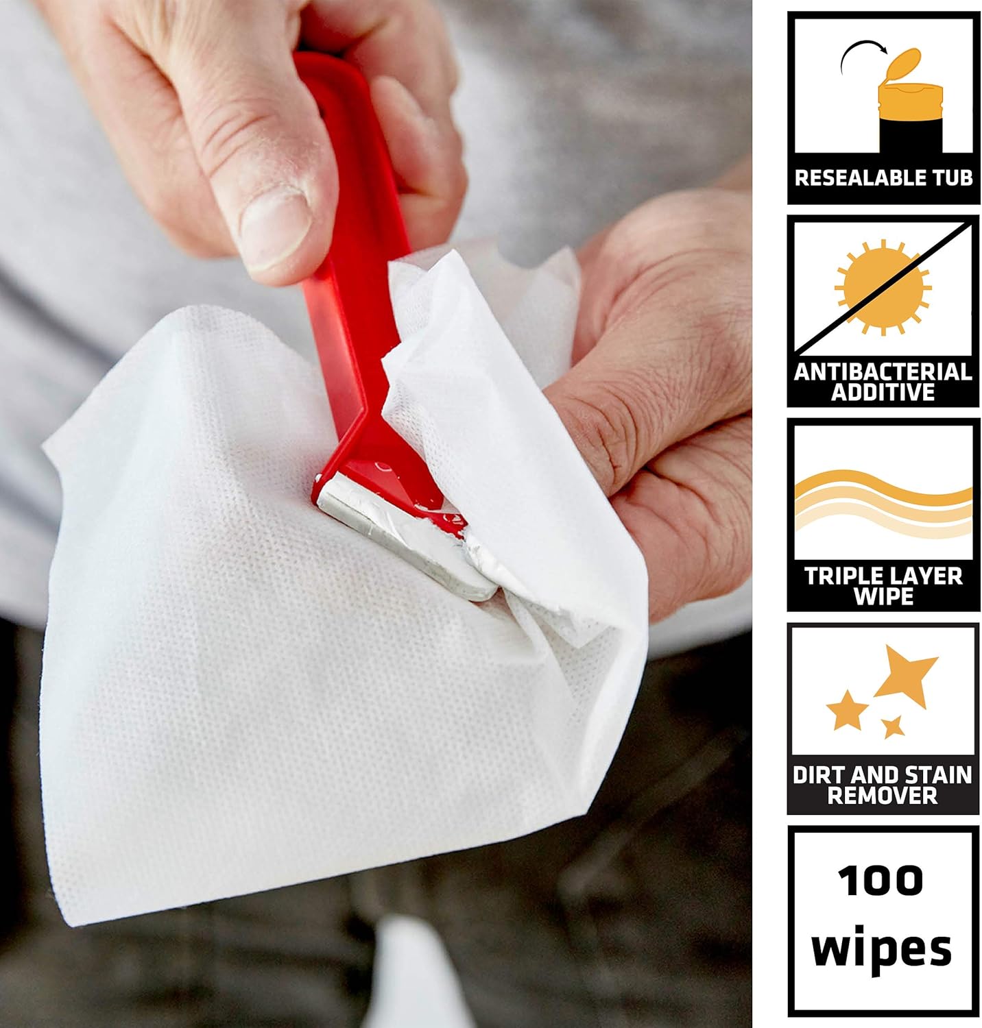 Everbuild - Wonder Wipes Multi-Use Cleaning Wipes, 100 Wipes, Red