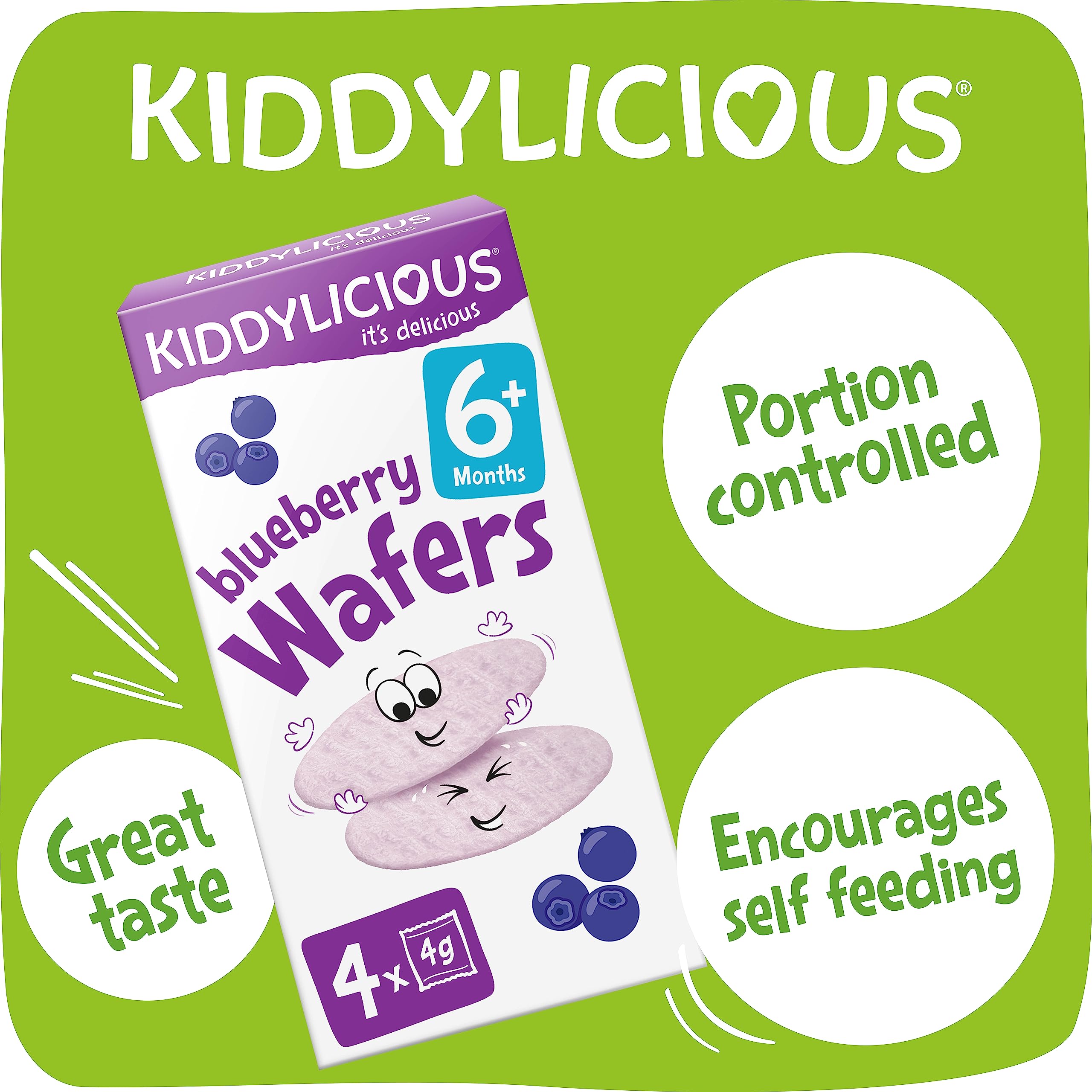 Kiddylicious Blueberry Mini Wafers - Gluten Free & Dairy Free Baby Snack for Little Hands 4