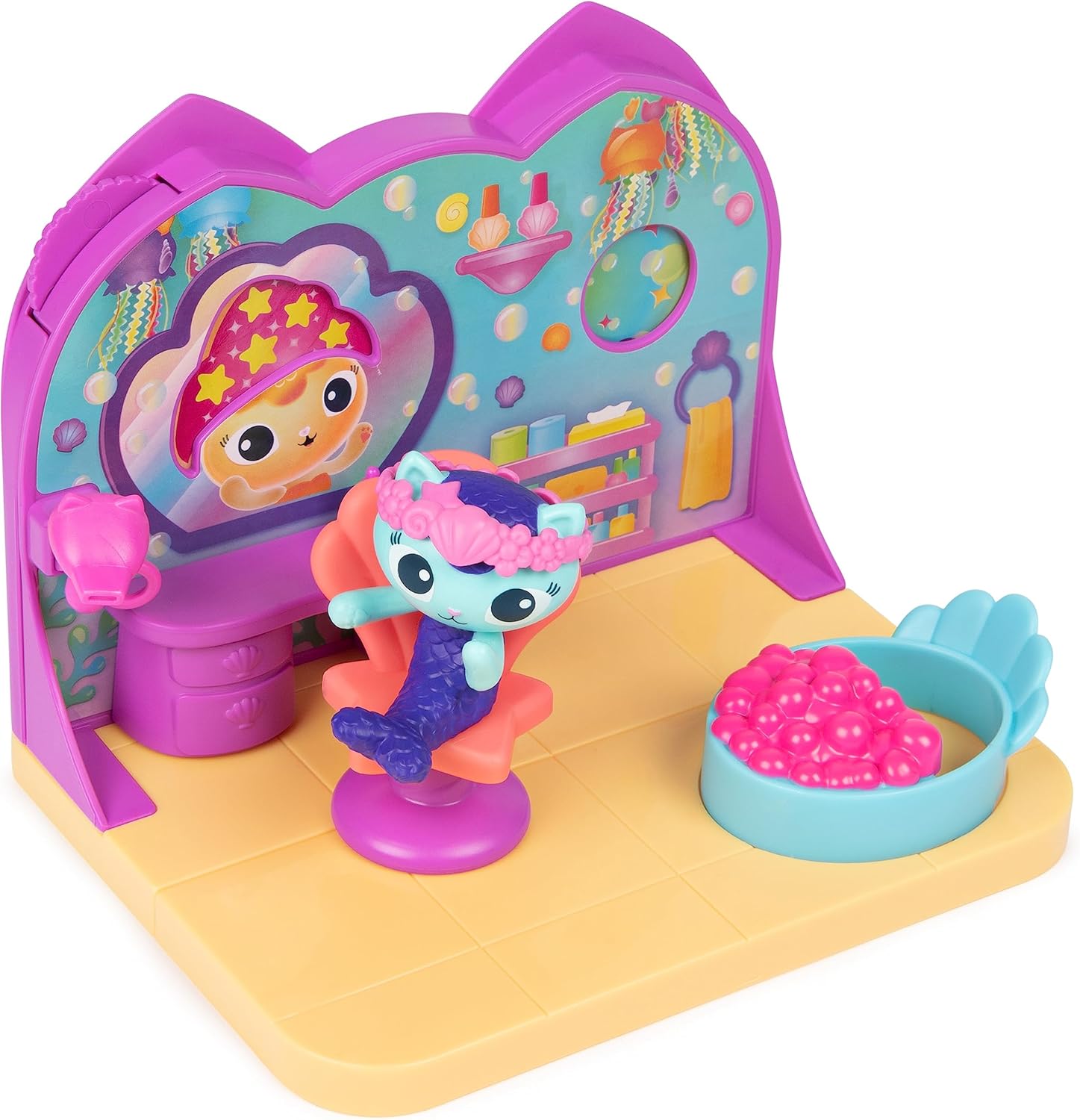 Gabby's Dollhouse MerCat Spa Room Playset - Bubble Bath & Rotating Spa Chair, 3+ Years 4
