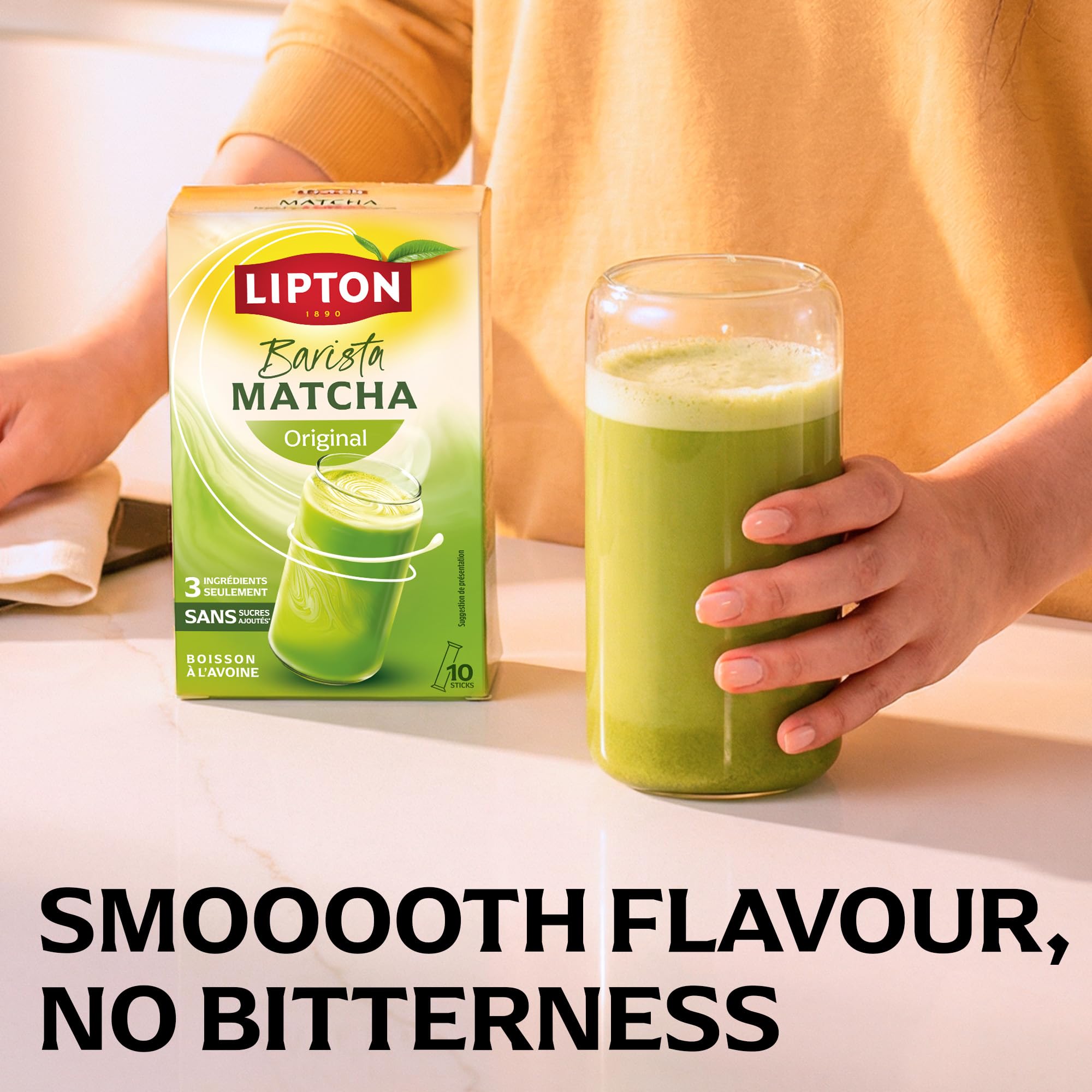 Lipton Barista Matcha Oat Latte - Instant Cafe-Style Drink Mix | 10 Sticks | No Added Sugar