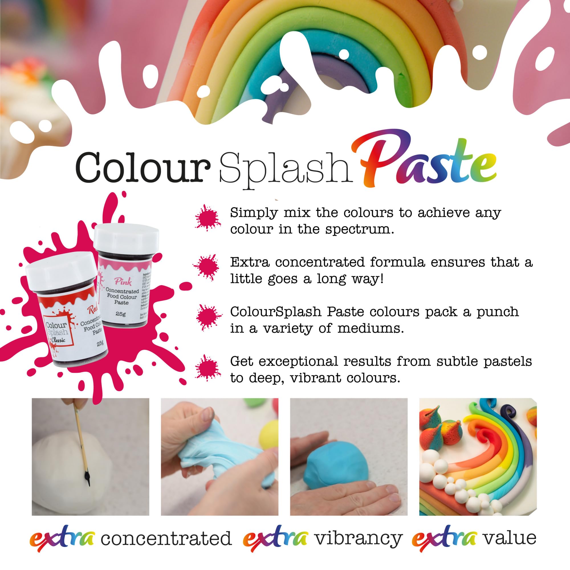 Colour Splash Concentrated Food Colouring Paste - Pink | 25g Pot | Vibrant Edible Colour for Baking 4