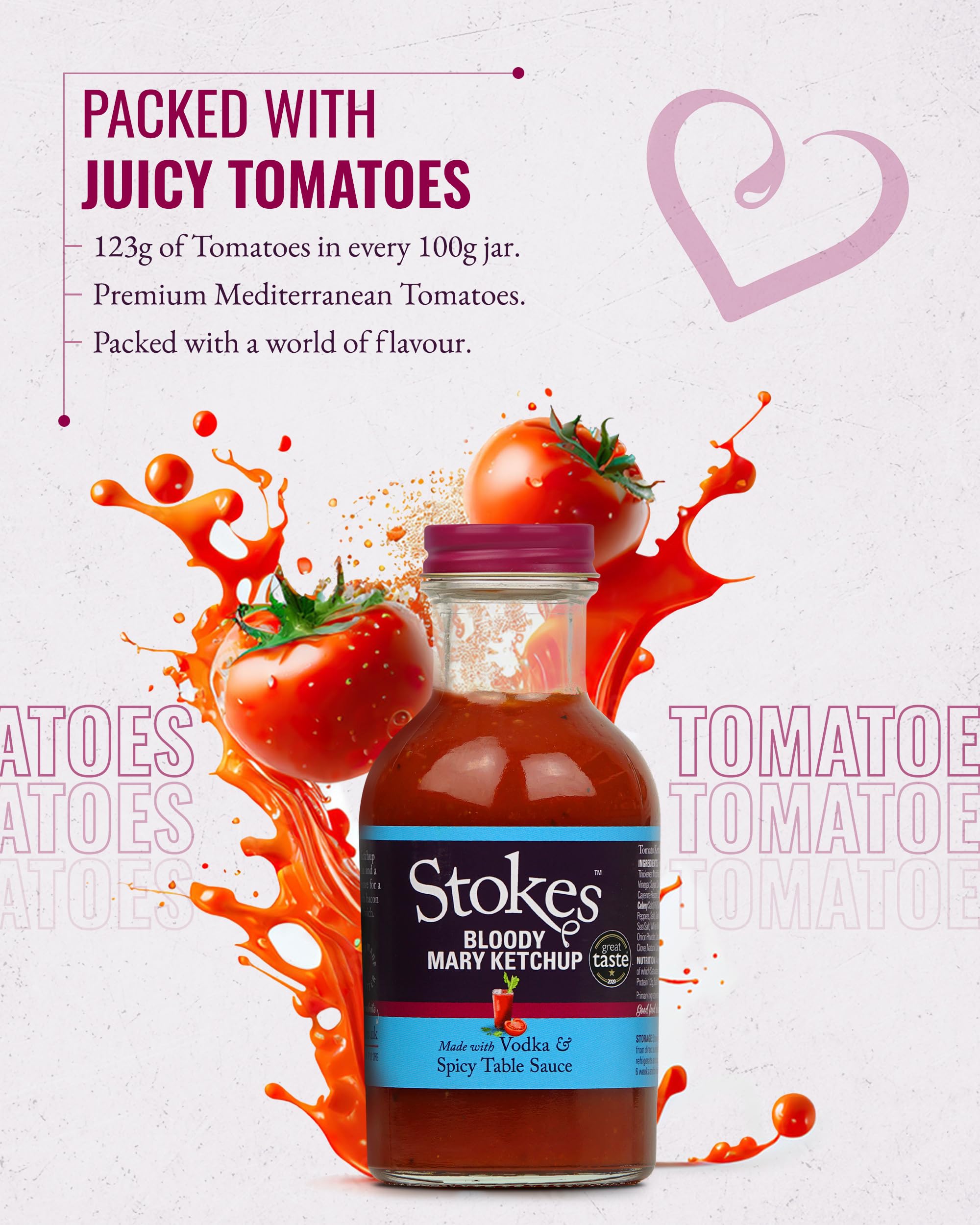 Stokes Bloody Mary Tomato Ketchup 3PK, Rich & Spicy Tomato Sauce with Vodka & Spicy Table Sauce 10