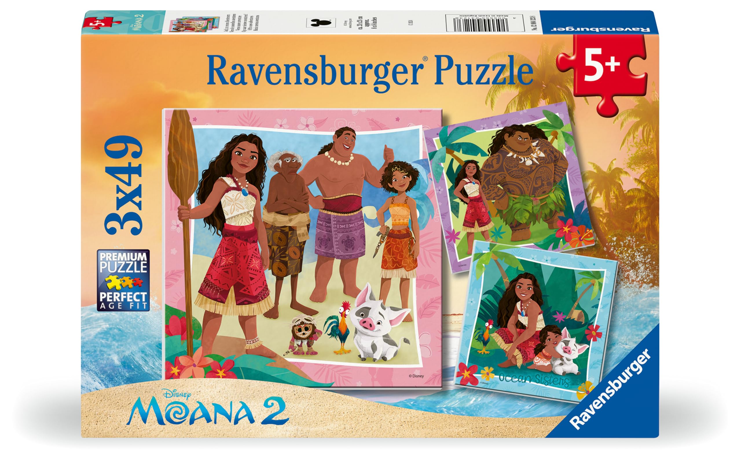 Ravensburger Disney Moana 2 Jigsaw Puzzle - 3 x 49 Piece Kids Puzzle for Ages 5+