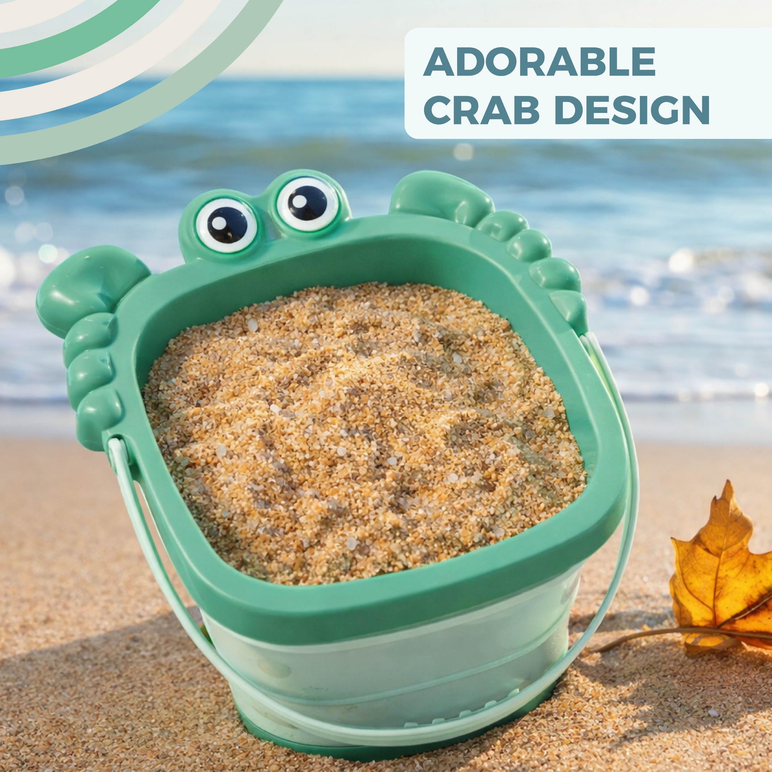 Mookie Collapsible Beach Bucket Set with Crab Sandcastle Mould | 3 Buckets | Ages 10m+ 3
