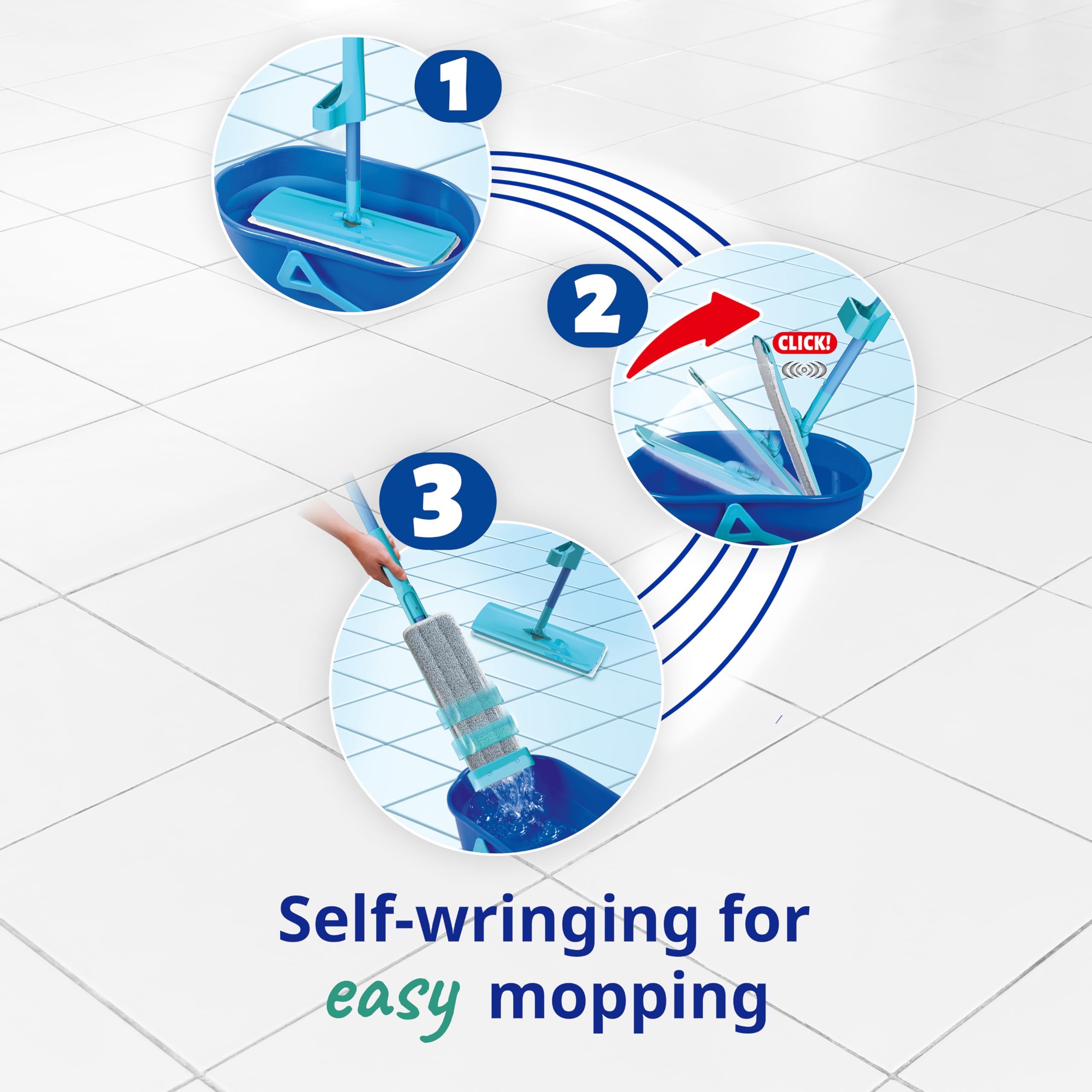 Spontex Easy System Max+ Microfibre Flat Mop with Integrated Wringing System 7
