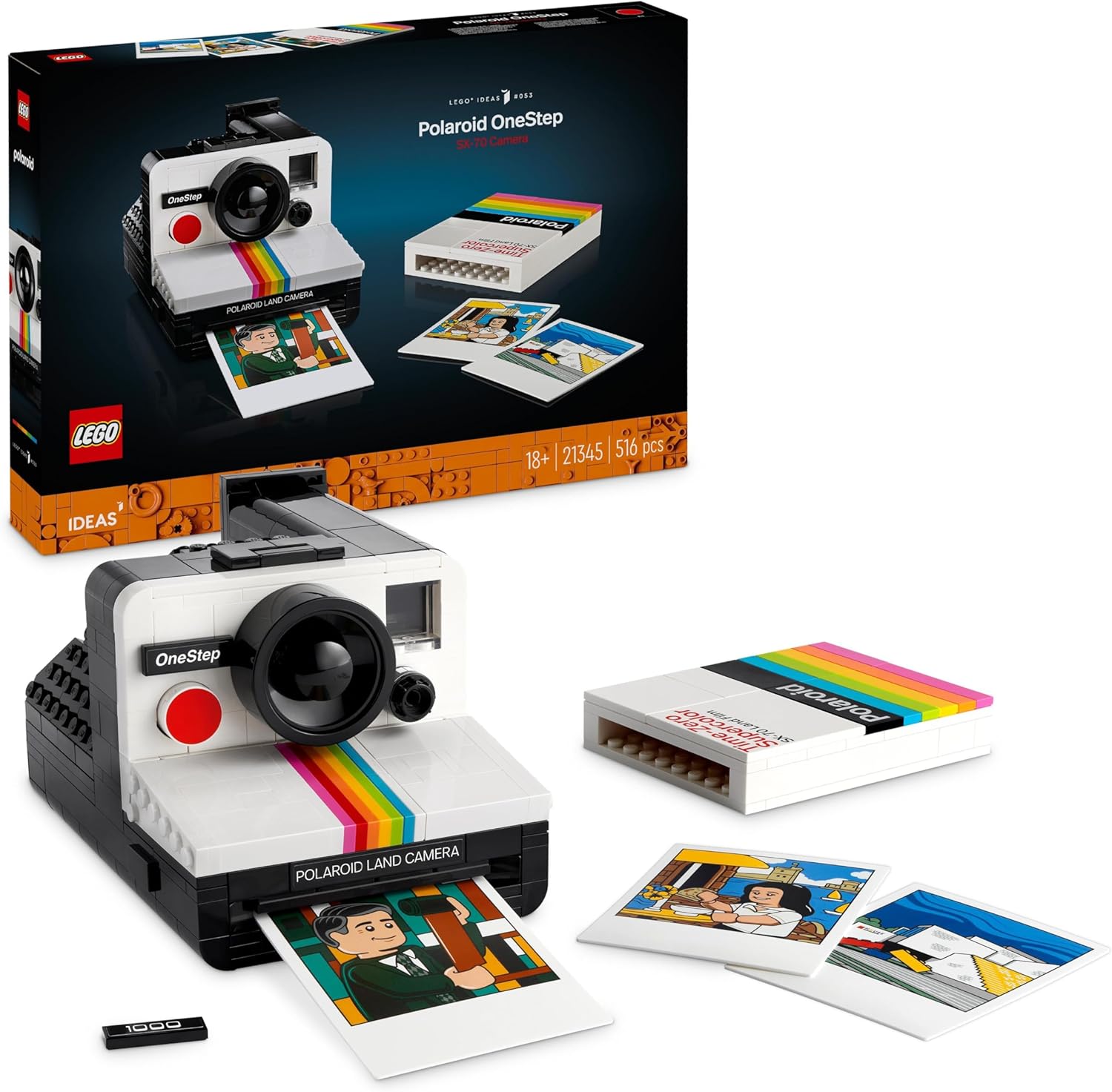 LEGO Ideas Polaroid OneStep SX-70 Camera Model Kit - Buildable Vintage Camera for Adults