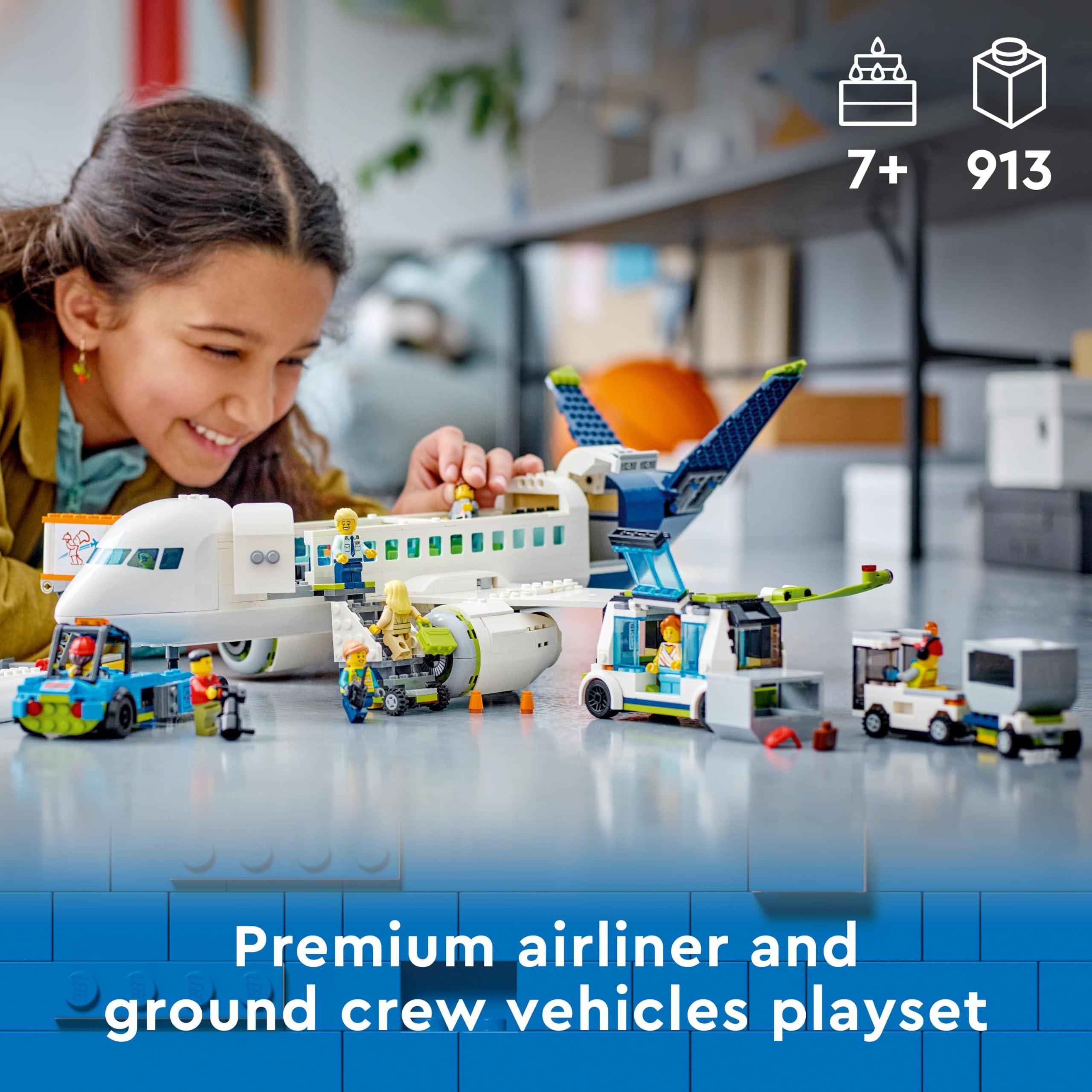 LEGO City Passenger Aeroplane Toy Set - 913-Piece Building Kit with 9 Minifigures & Airport Vehicles 4